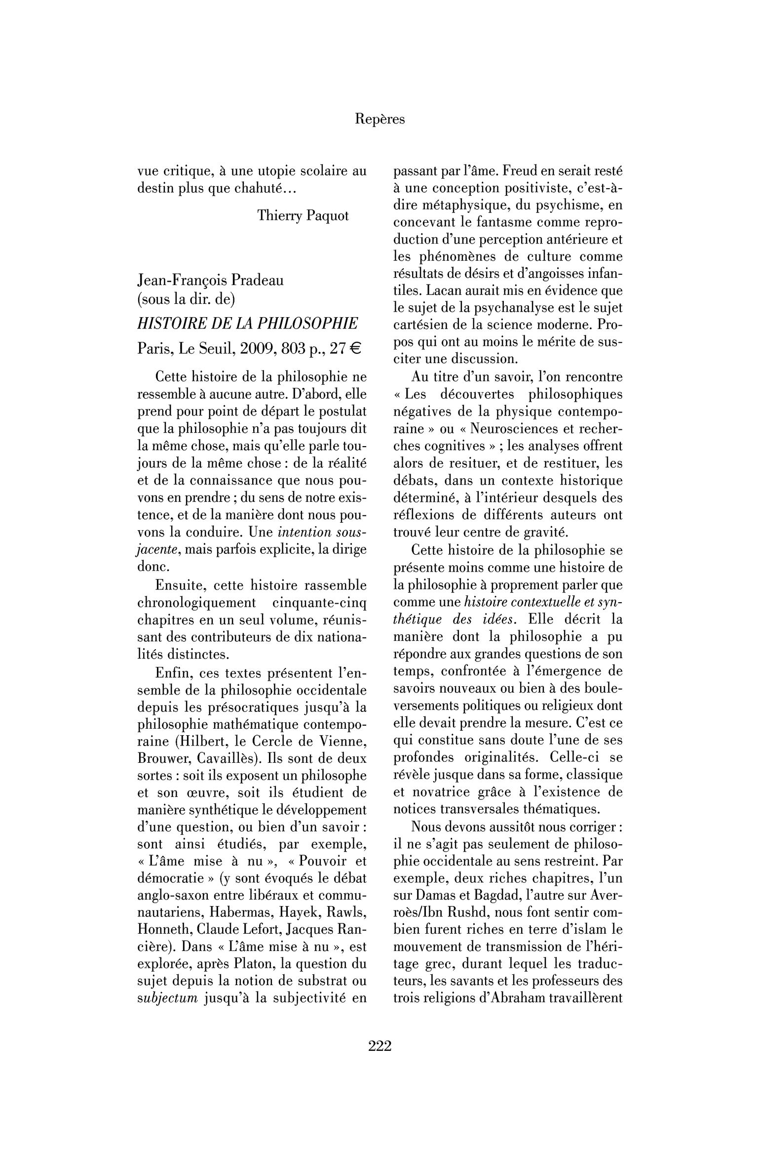 Jean-François Pradeau (sous la dir. de): Histoire de la philosophie