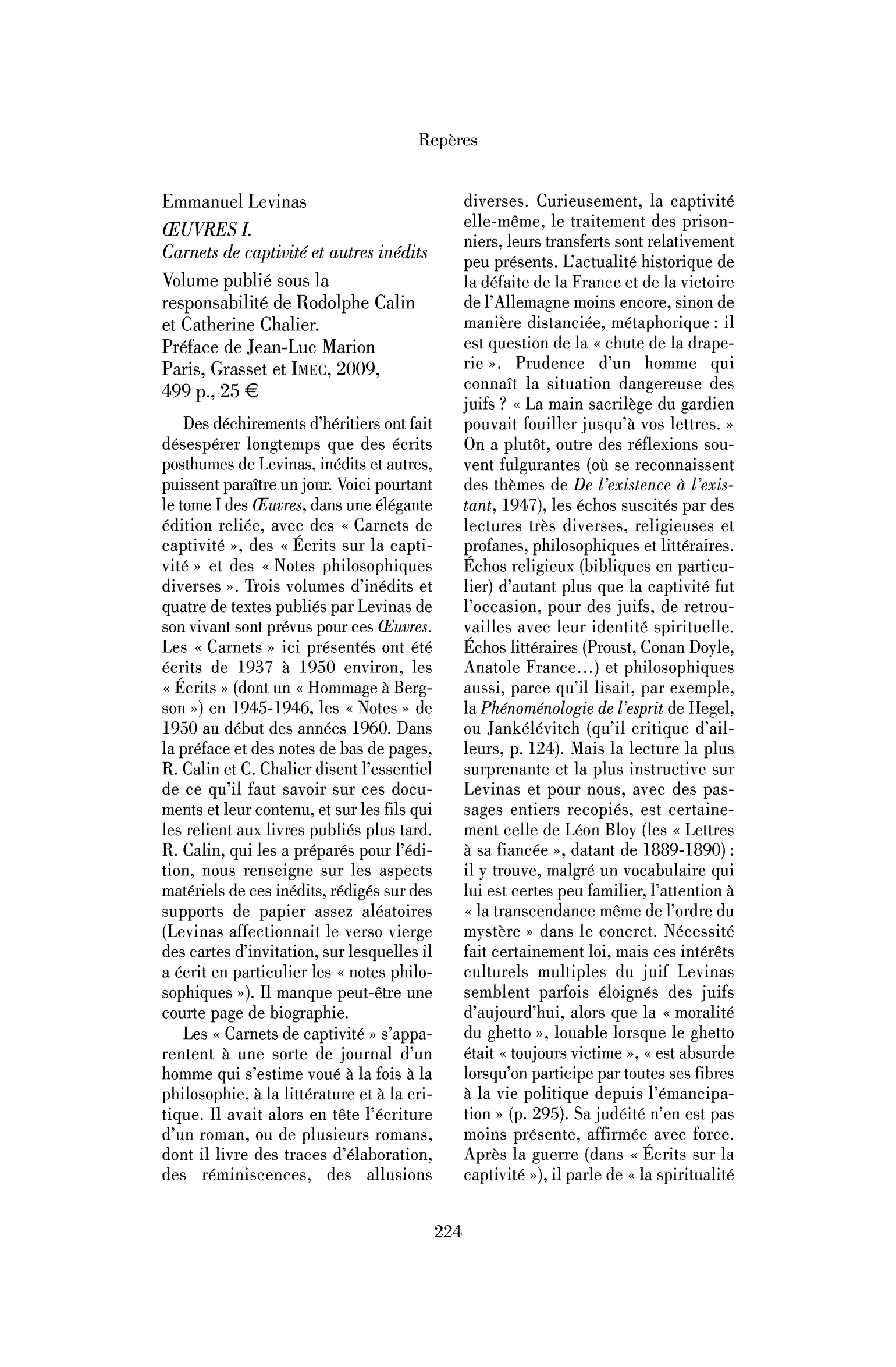 Emmanuel Levinas: Œuvres I. Carnets de captivité et autres inédits