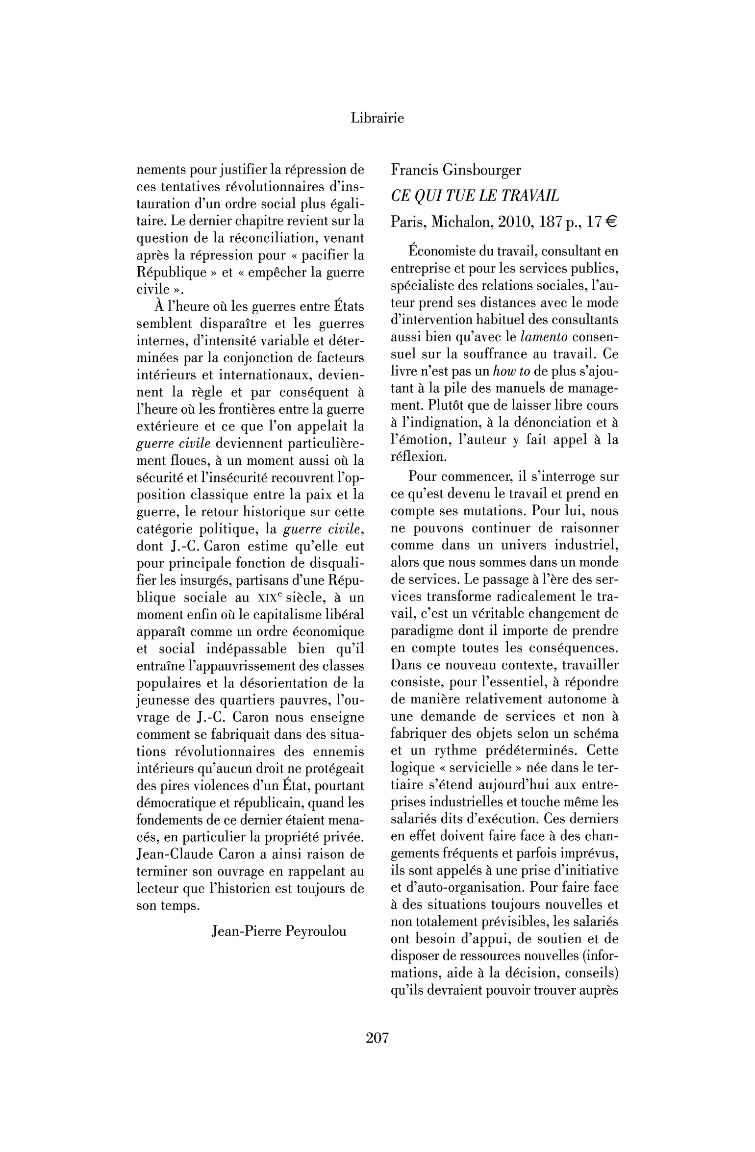 Ginsbourger Francis: Ce qui tue le travail