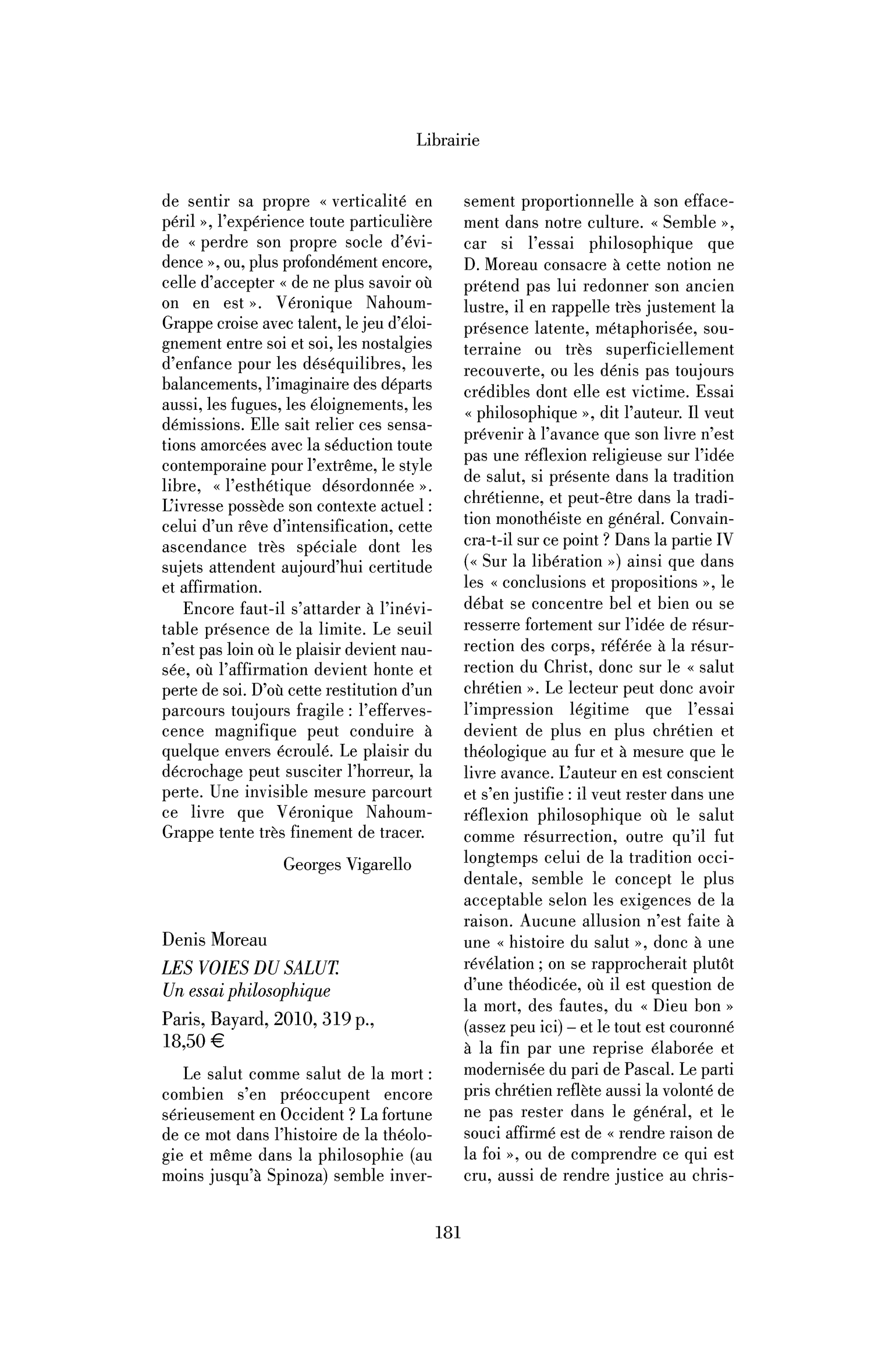 Denis Moreau: les Voies du salut. Un essai philosophique