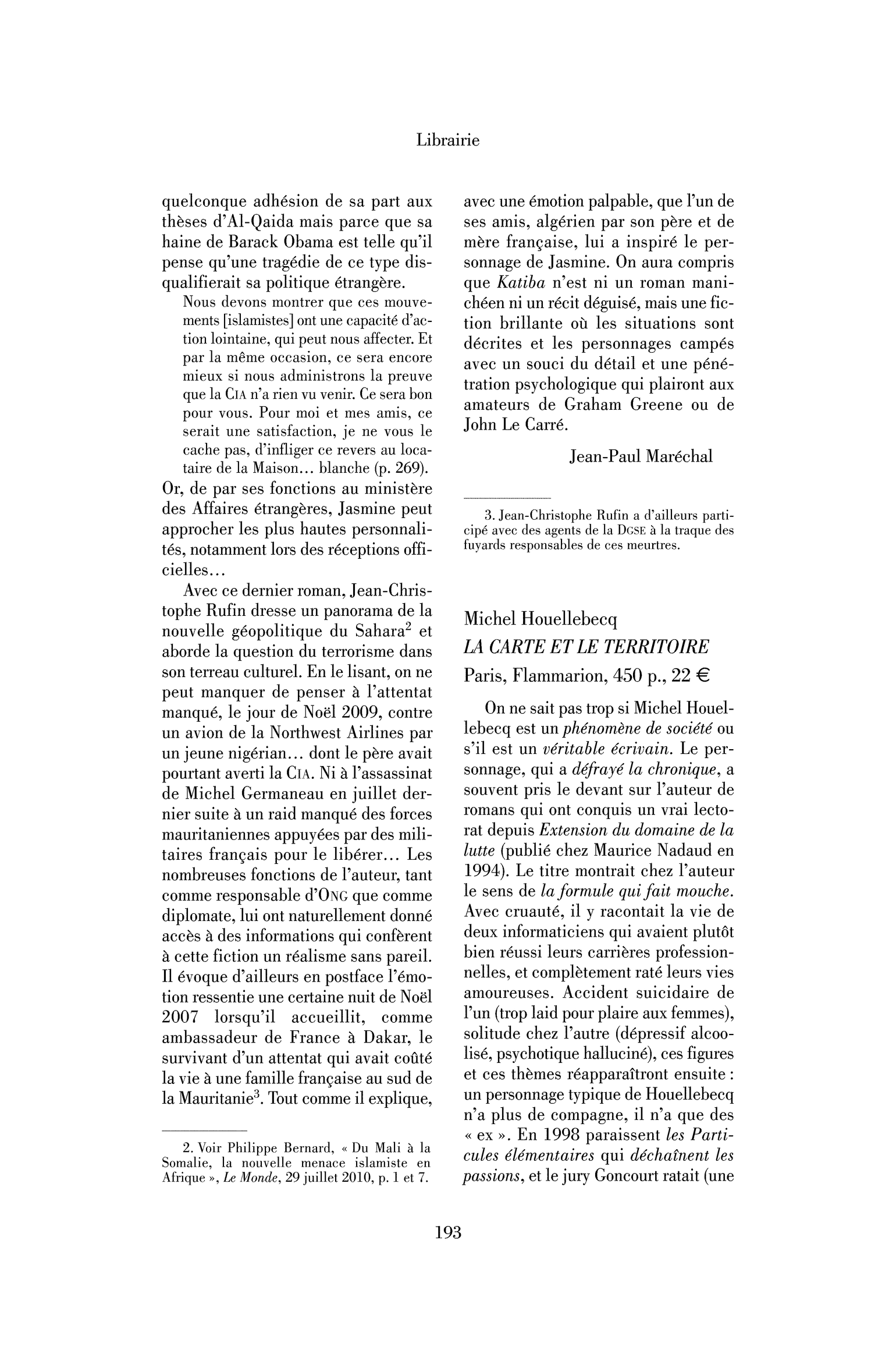 Michel Houellebecq: la Carte et le territoire
