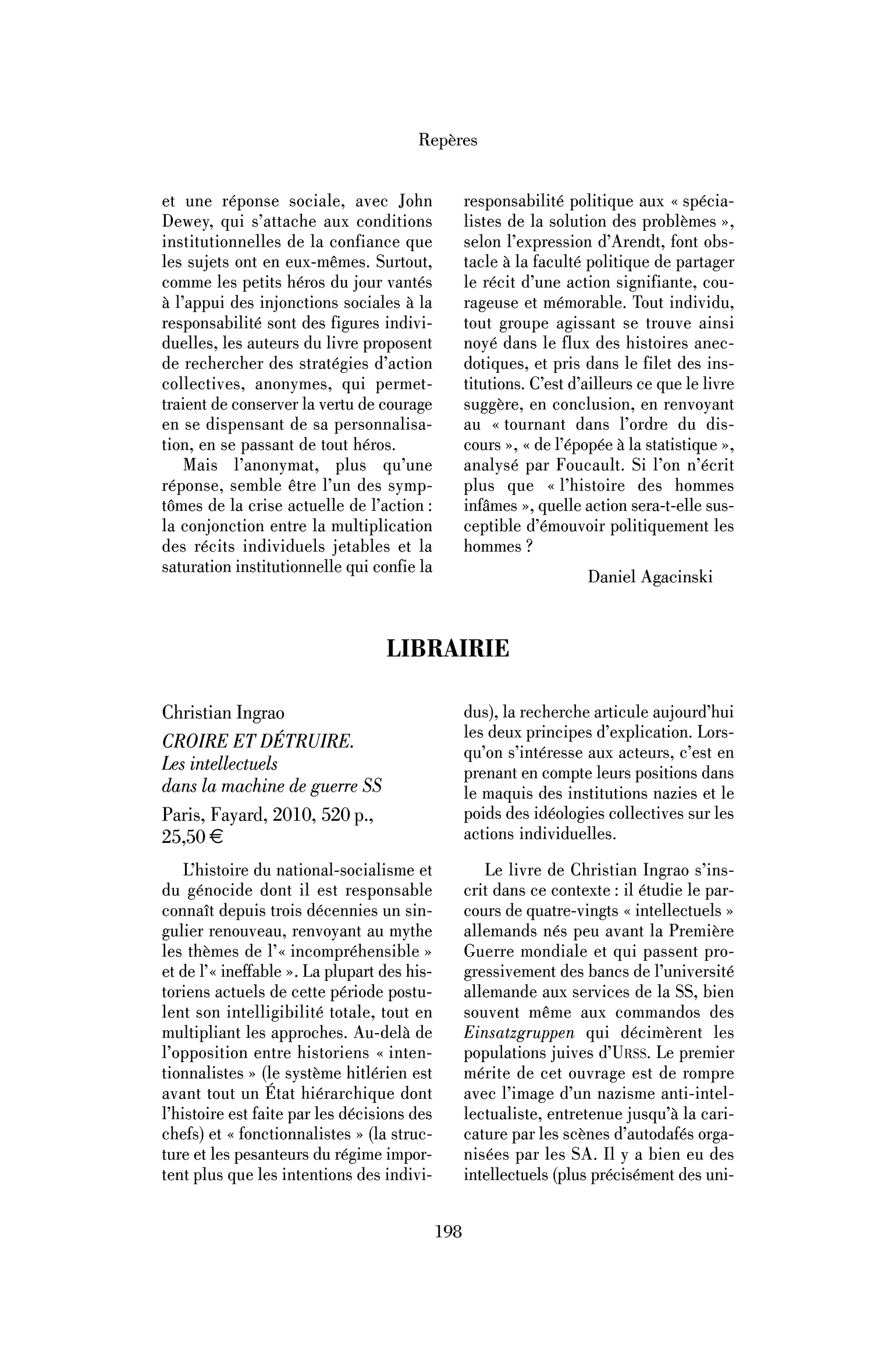 Christian Ingrao: Croire et détruire. Les intellectuels dans la machine de guerre SS