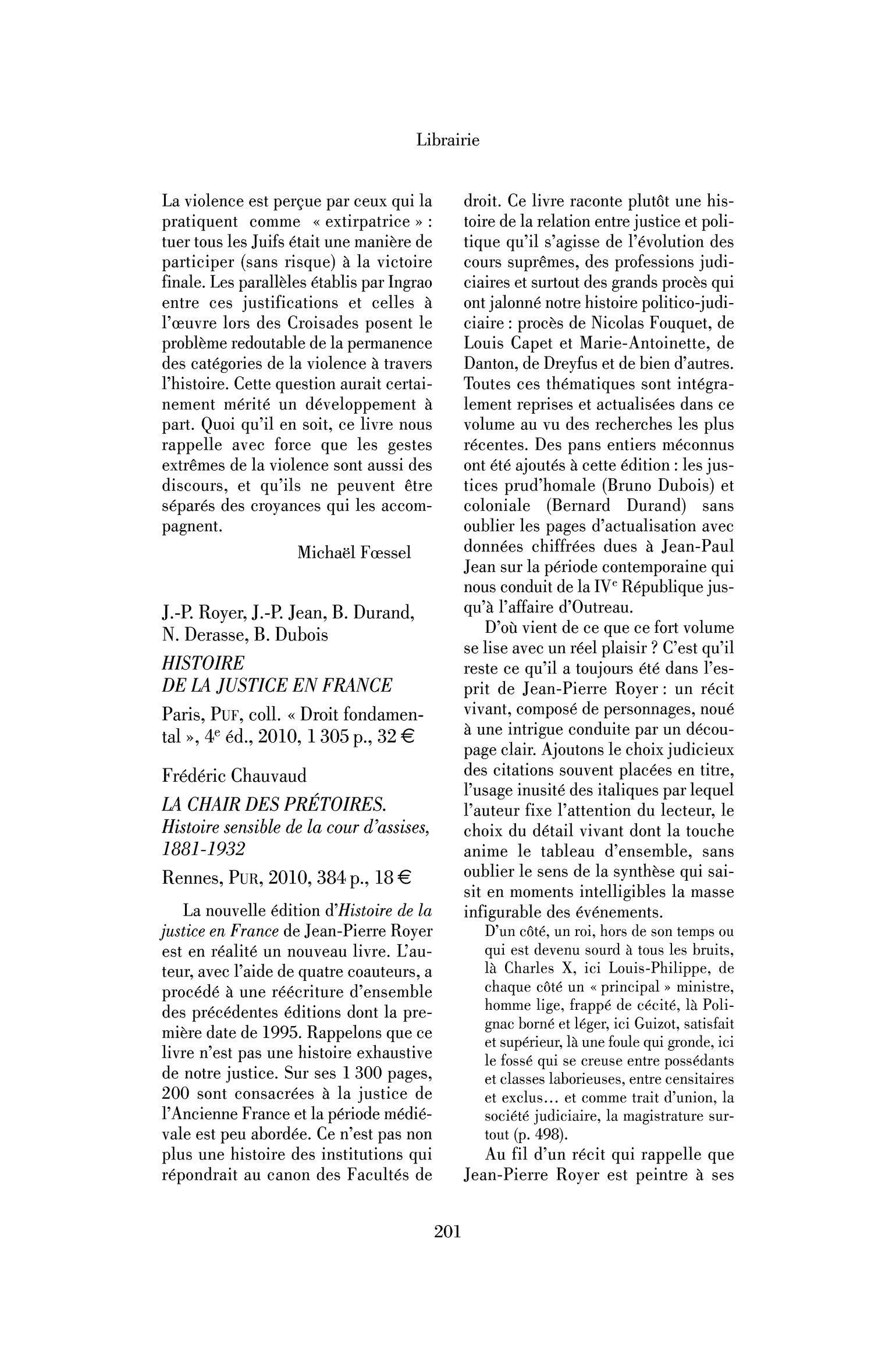 Frédéric Chauvaud: la Chair des prétoires. Histoire sensible de la cour d’assises, 1881-1932