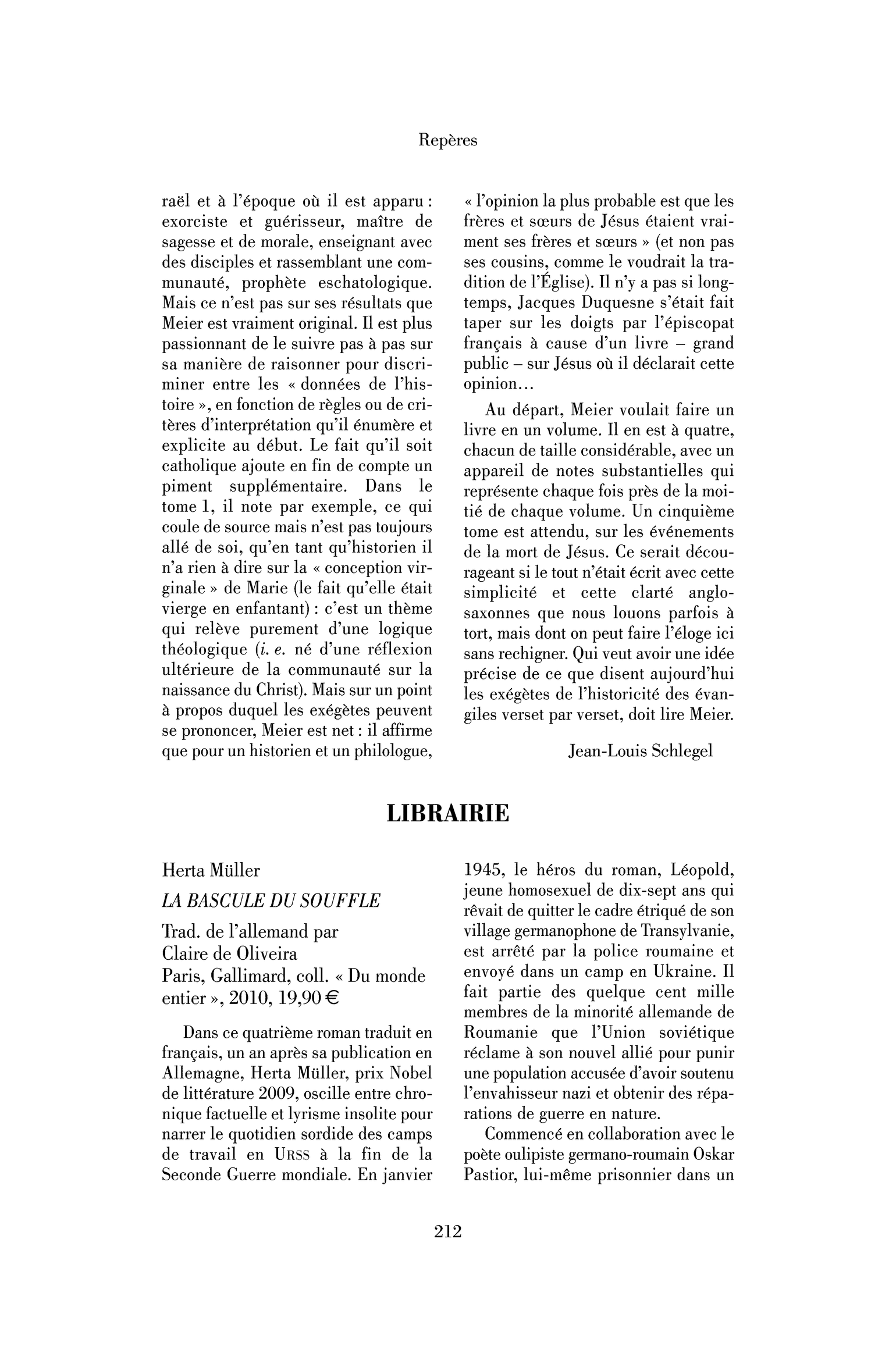 Herta Müller: la Bascule du souffle