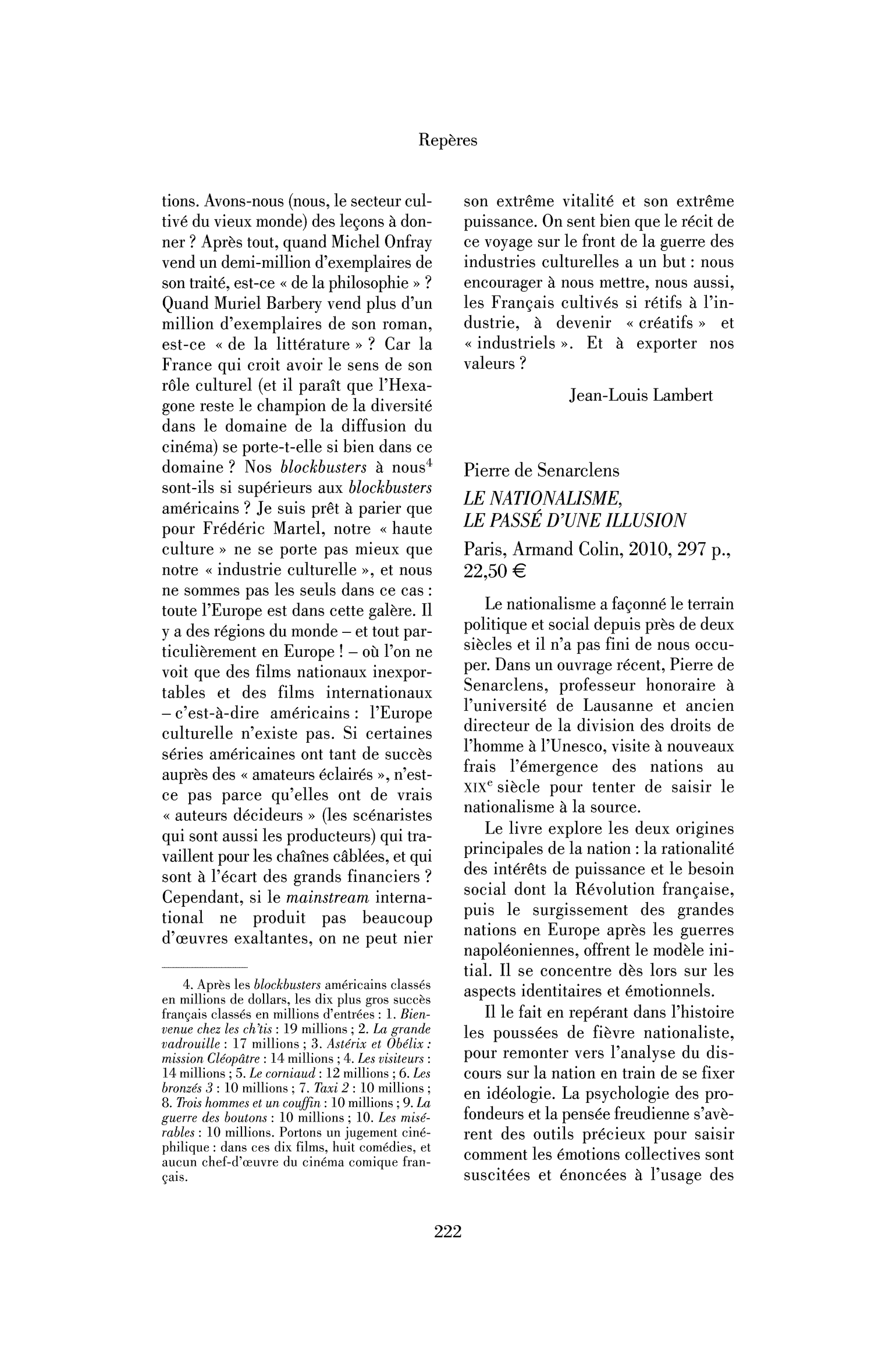 Pierre de Senarclens: le Nationalisme, le passé d’une illusion