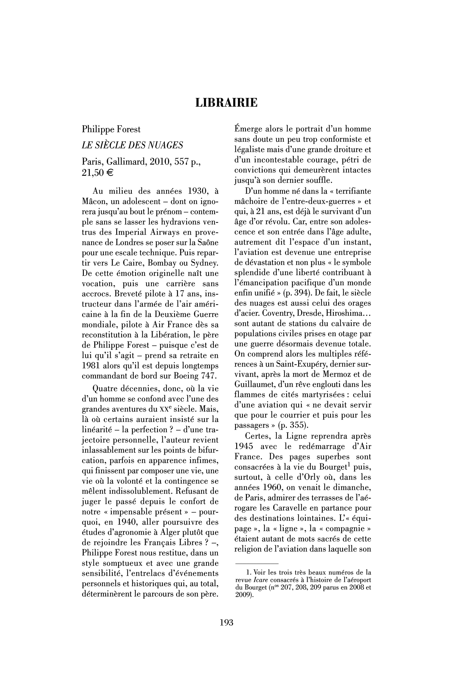 Philippe Forest: le Siècle des nuages