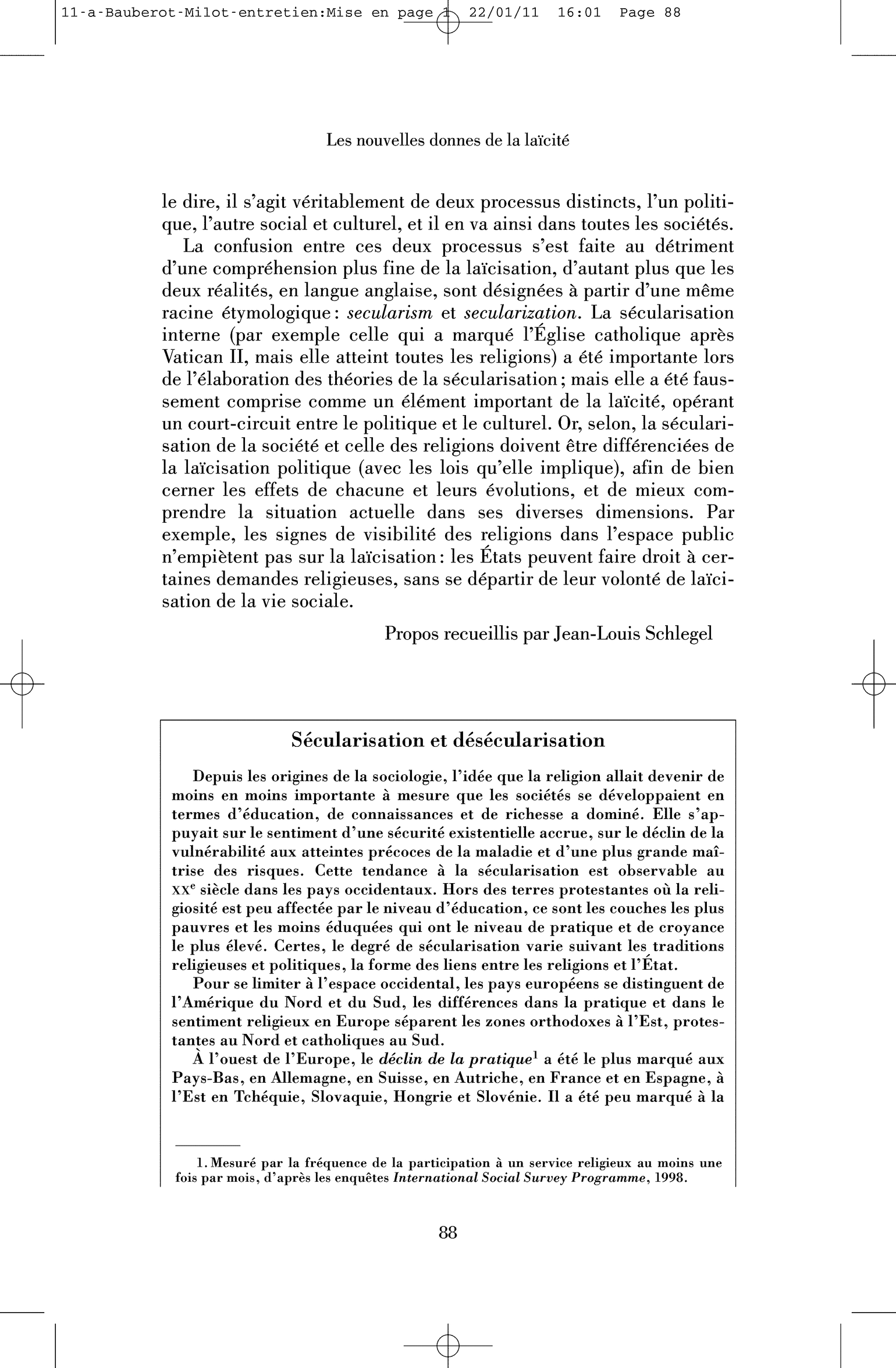 Encadré : Sécularisation et désécularisation