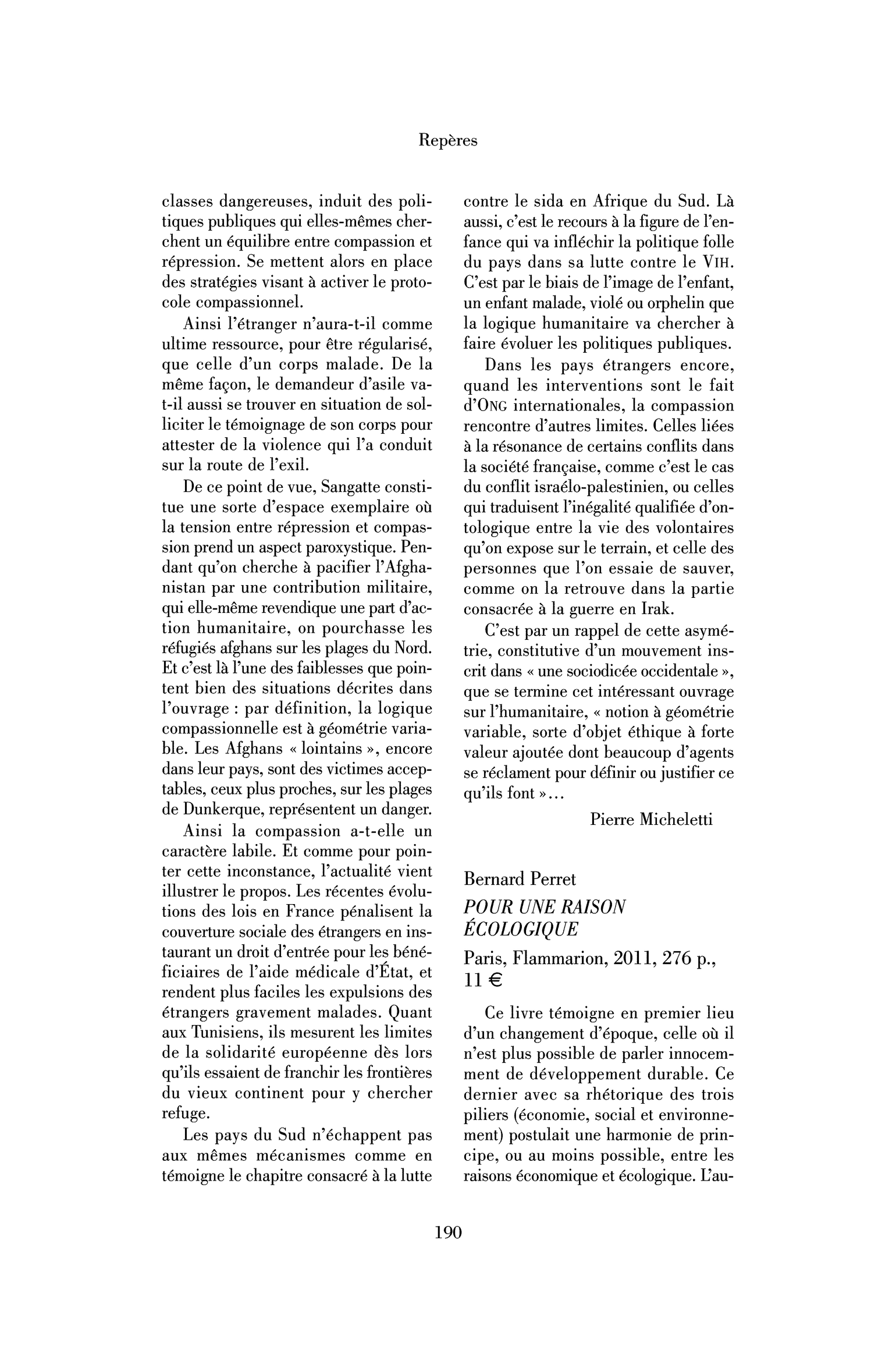 Bernard Perret : Pour une raison écologique