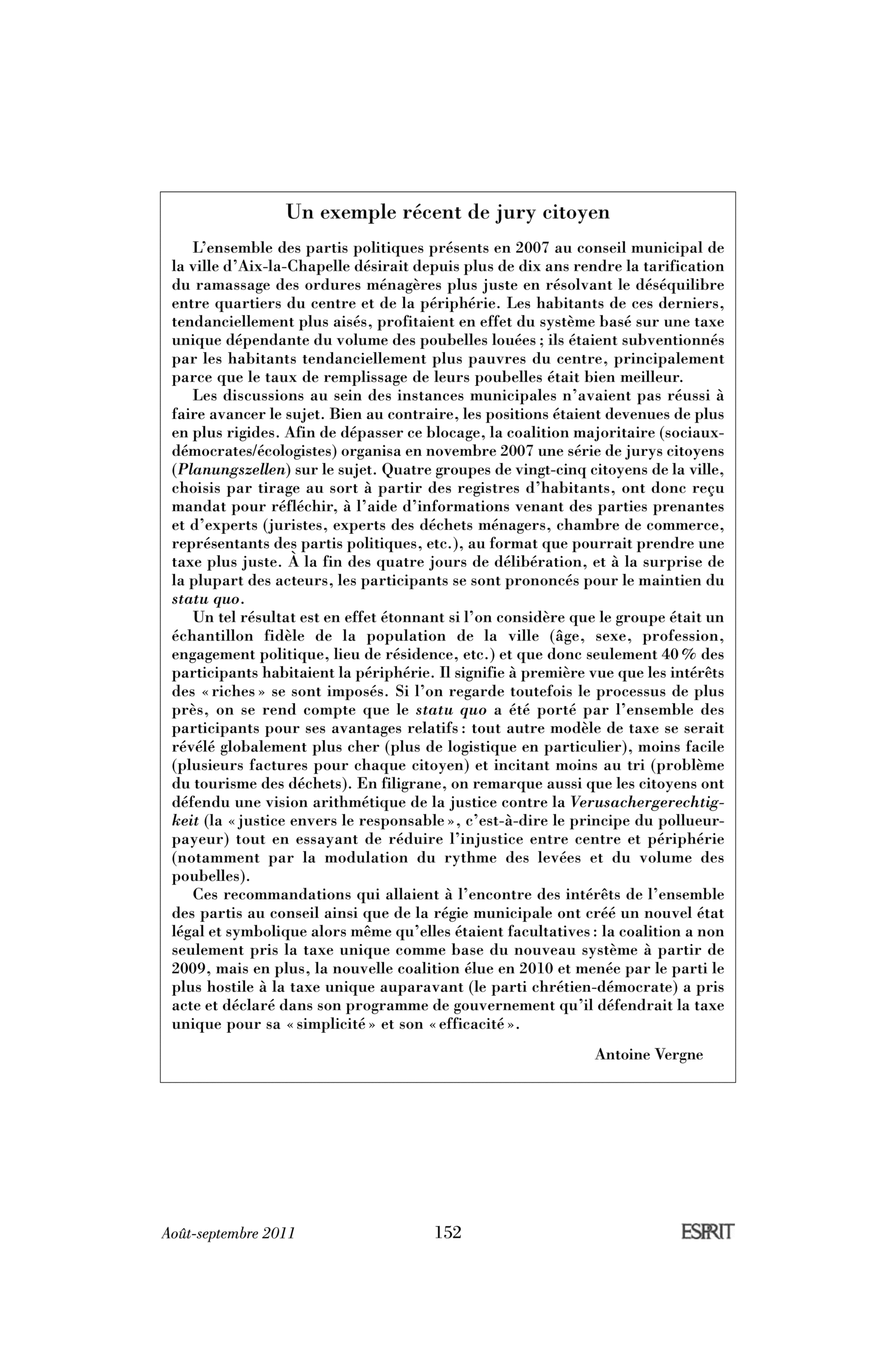 Encadré : Un exemple récent de jury citoyen