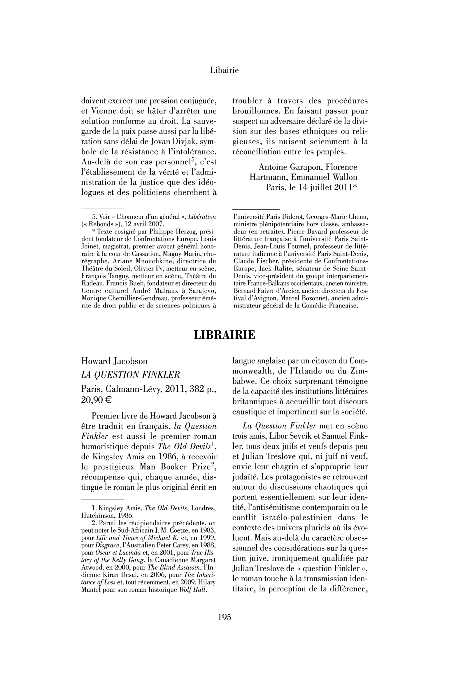 Howard Jacobson : la Question Finkler