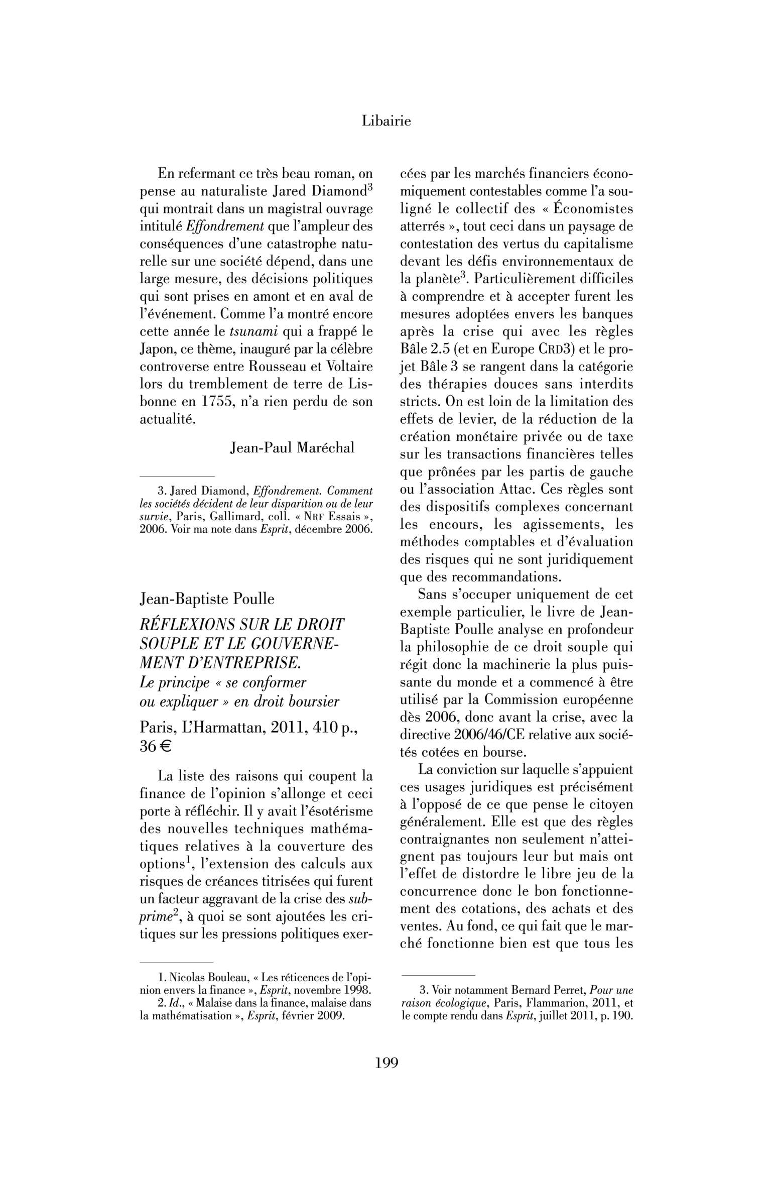 Jean-Baptiste Poulle : Réflexions sur le droit souple et le gouvernement d’entreprise. Le principe « se conformer ou expliquer » en droit boursier