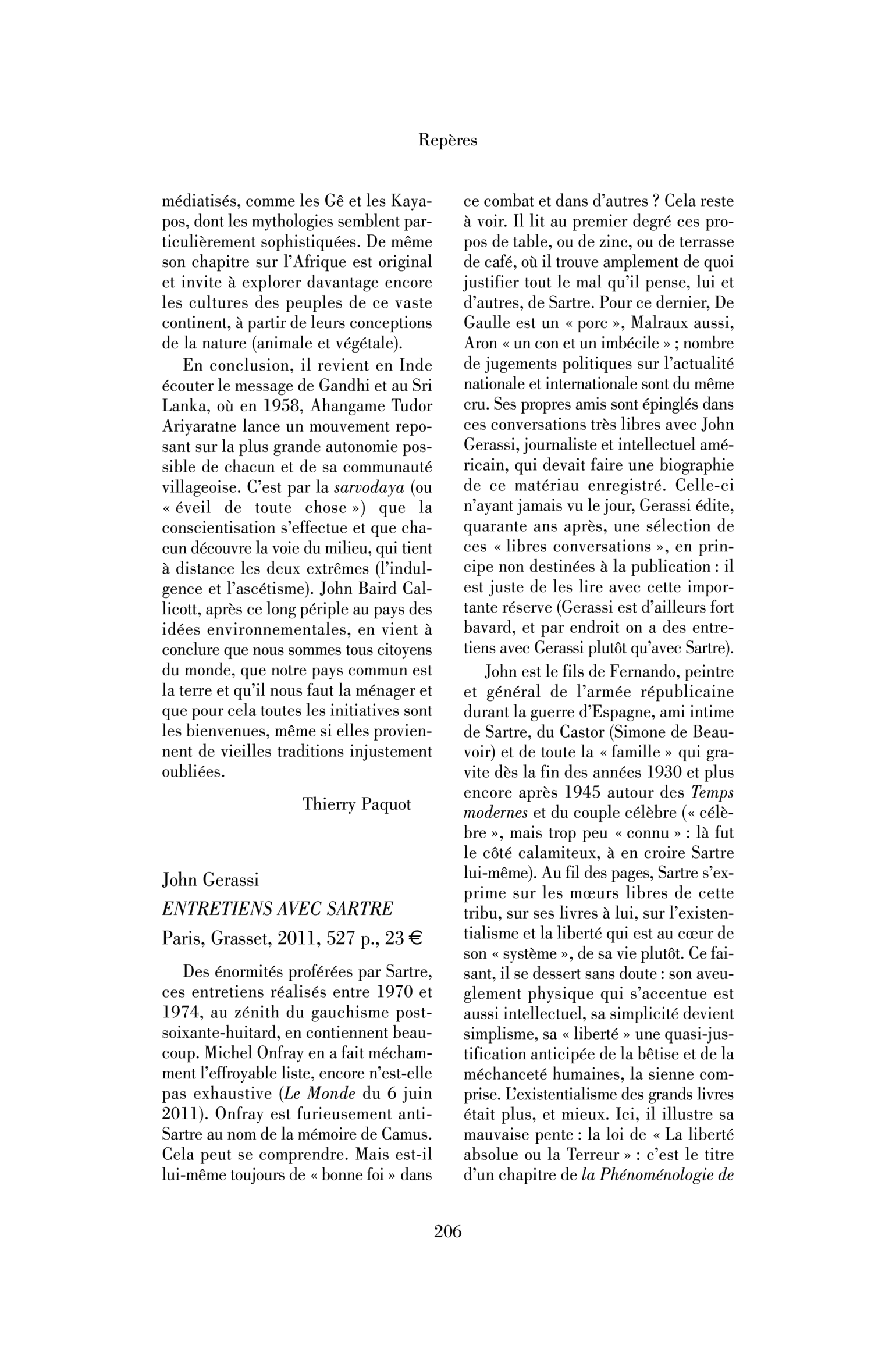 John Gerassi : Entretiens avec Sartre