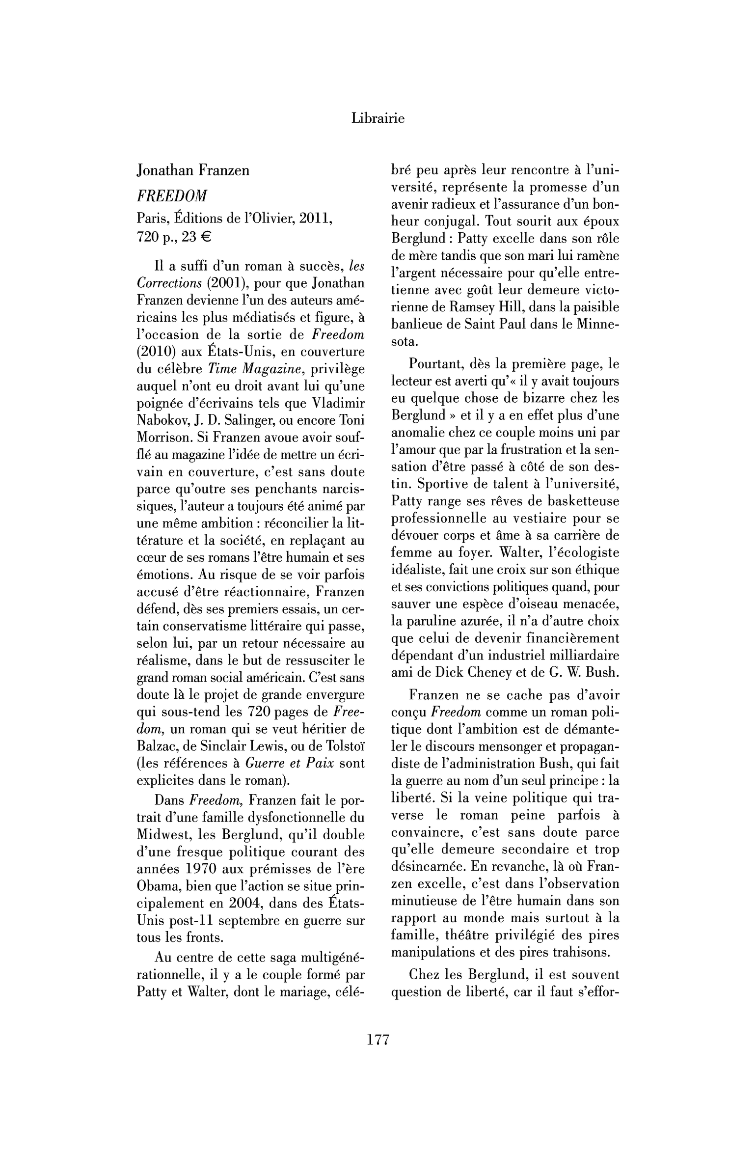 Jonathan Franzen : Freedom