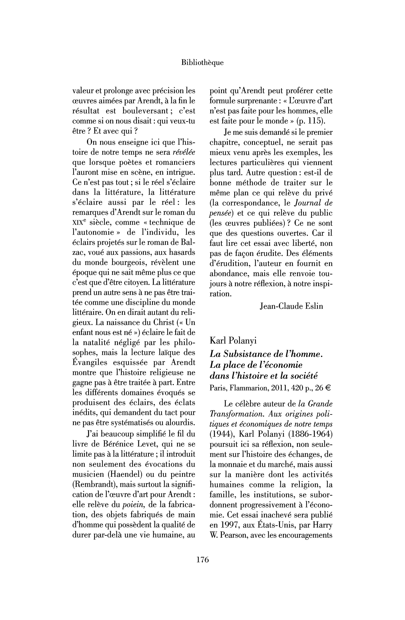 Karl Polanyi : la Subsistance de l’homme. La place de l’économie dans l’histoire et la société