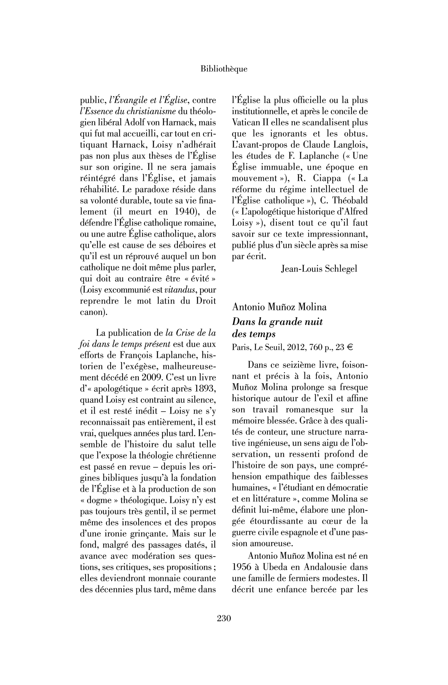 Antonio Muñoz Molina : Dans la grande nuit des temps