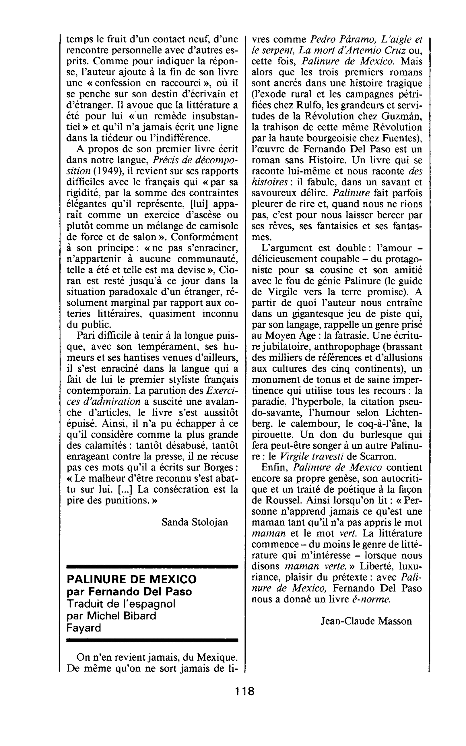 « Palinure de Mexico » de Fernando del Paso