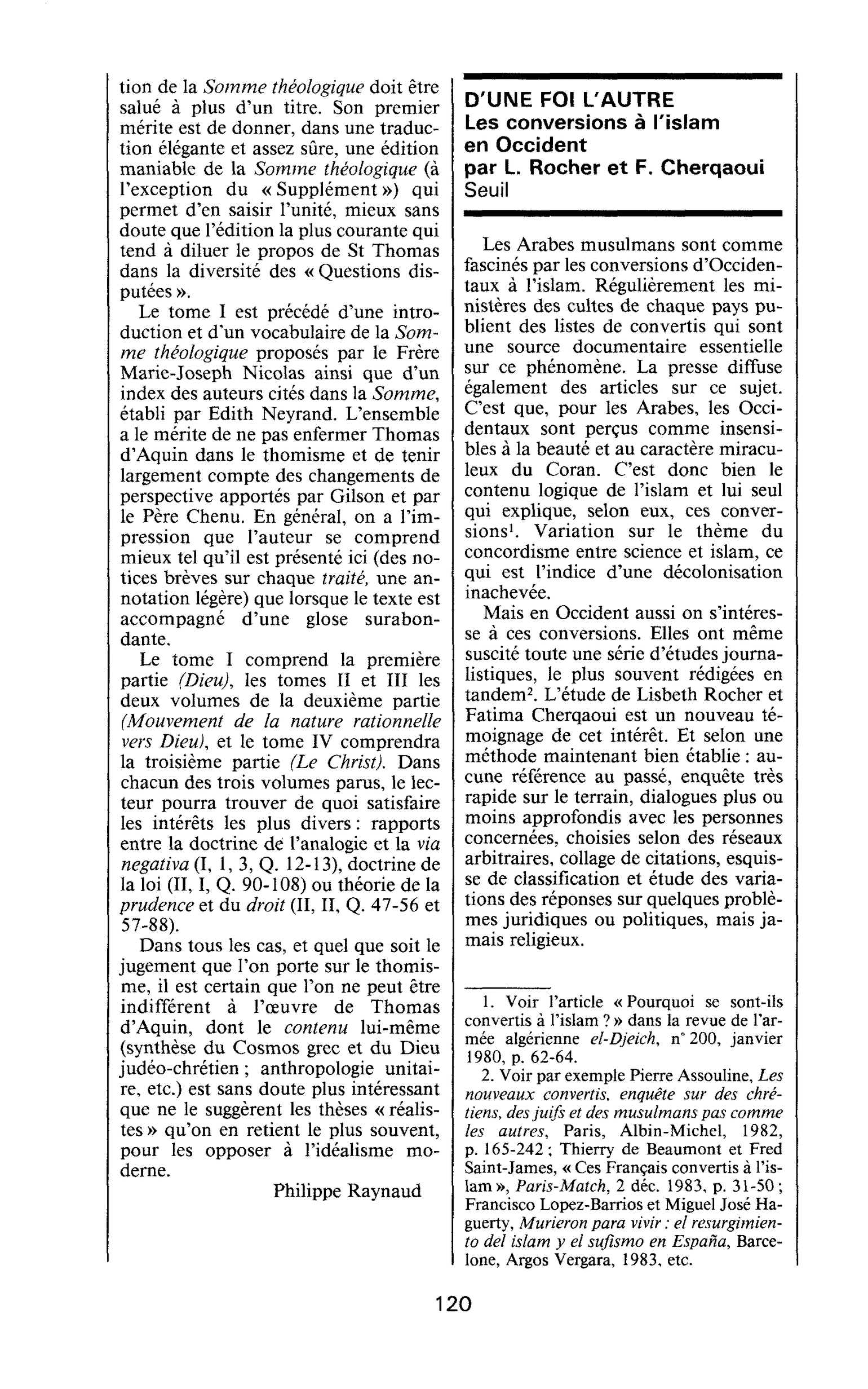« D’une foi l’autre. Les conversions à l’islam en Occident » de L. Rocher et F. Cherqaoui