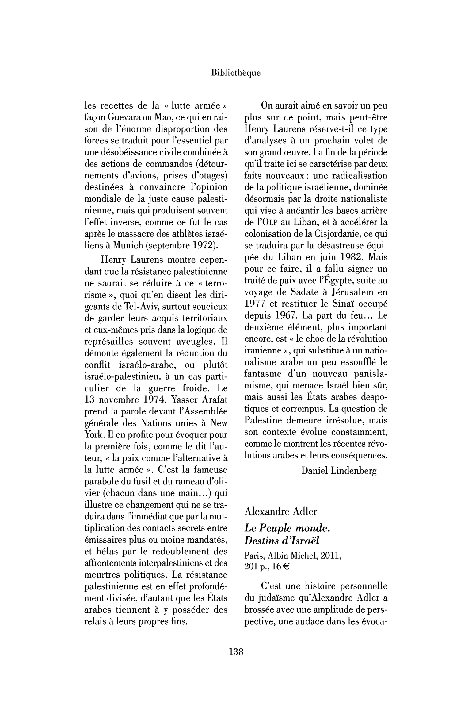 Alexandre Adler : le Peuple-monde. Destins d’Israël