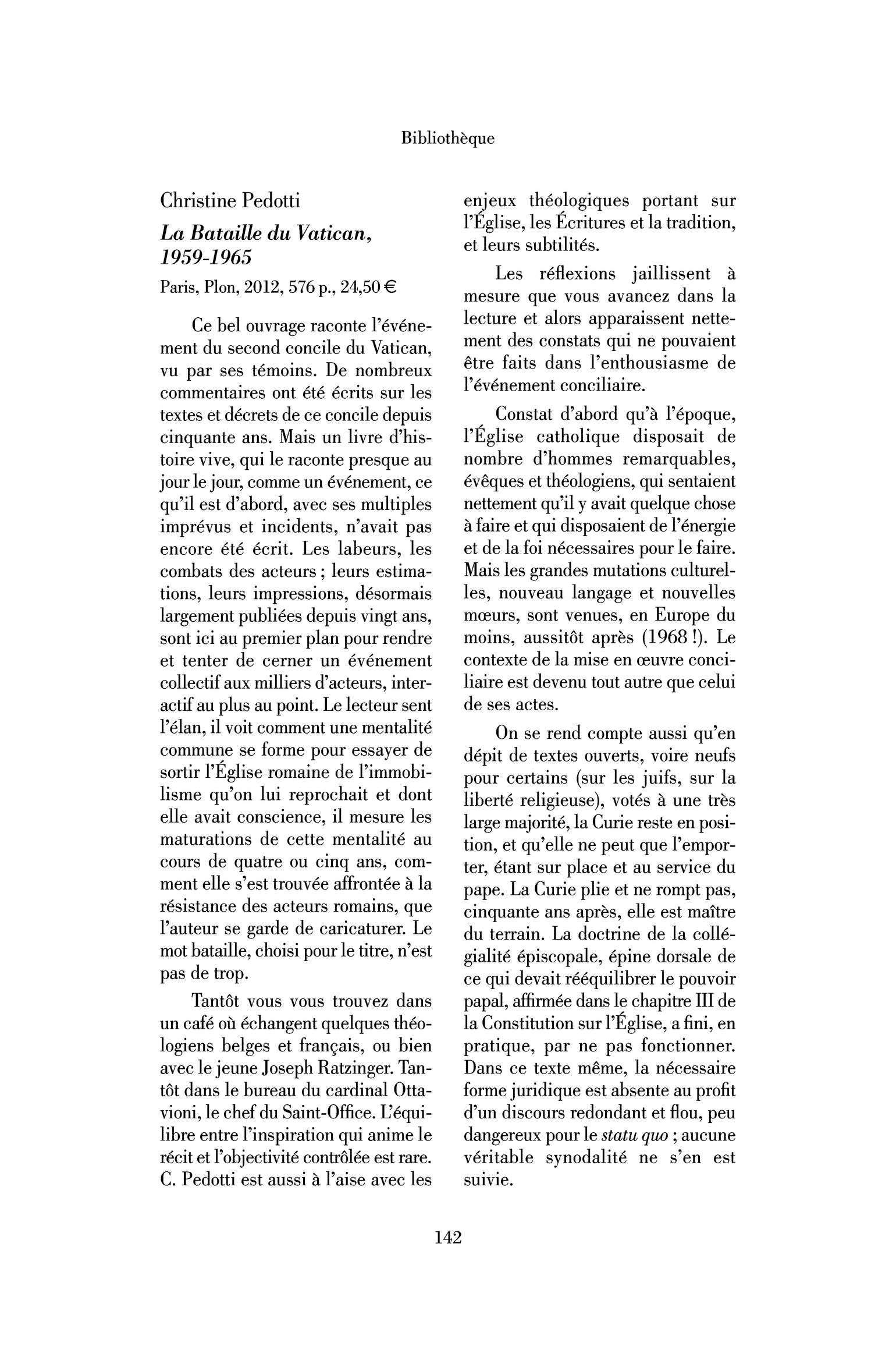 Christine Pedotti : la Bataille du Vatican, 1959-1965