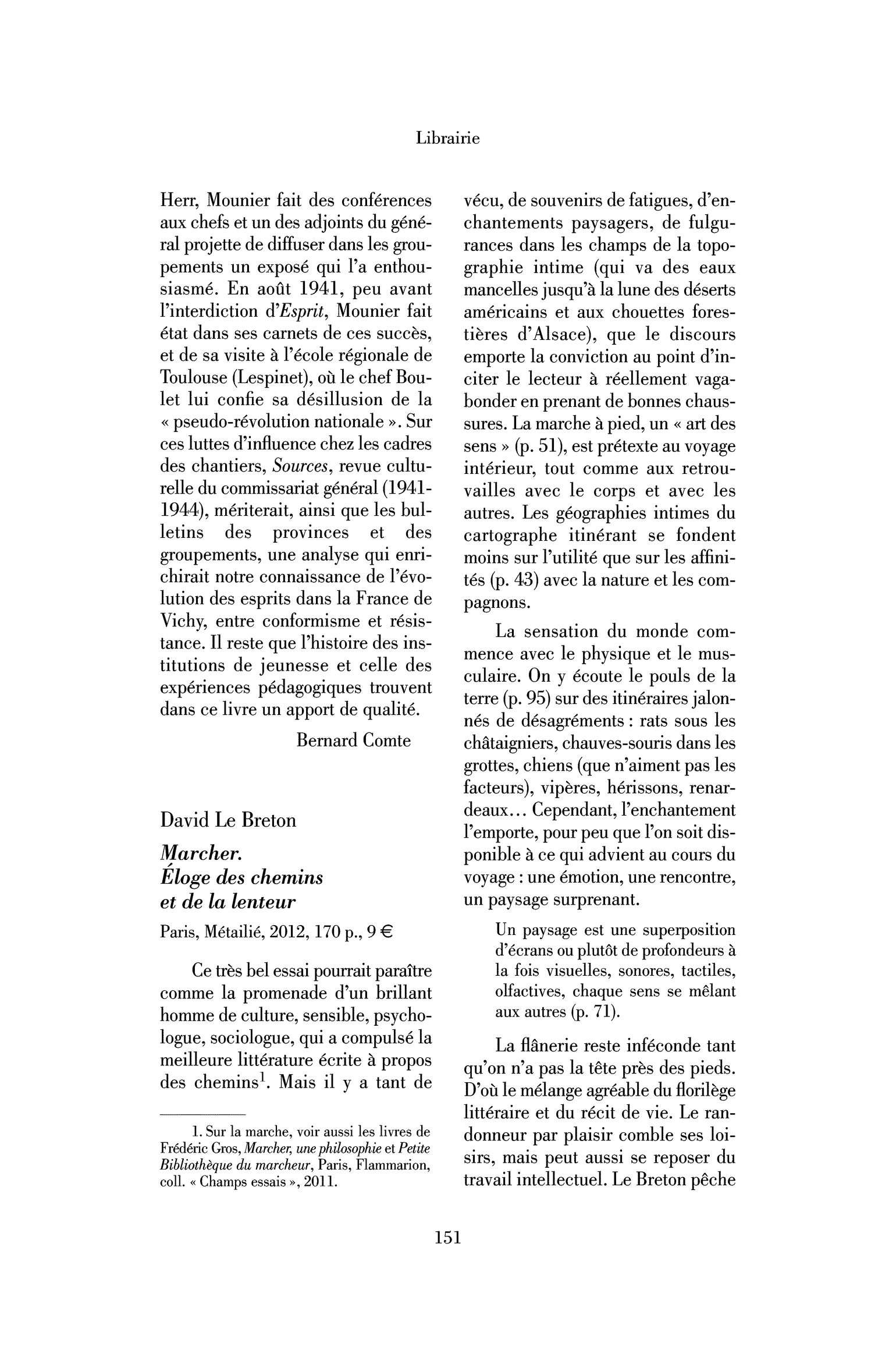 David Le Breton : Marcher. Éloge des chemins et de la lenteur