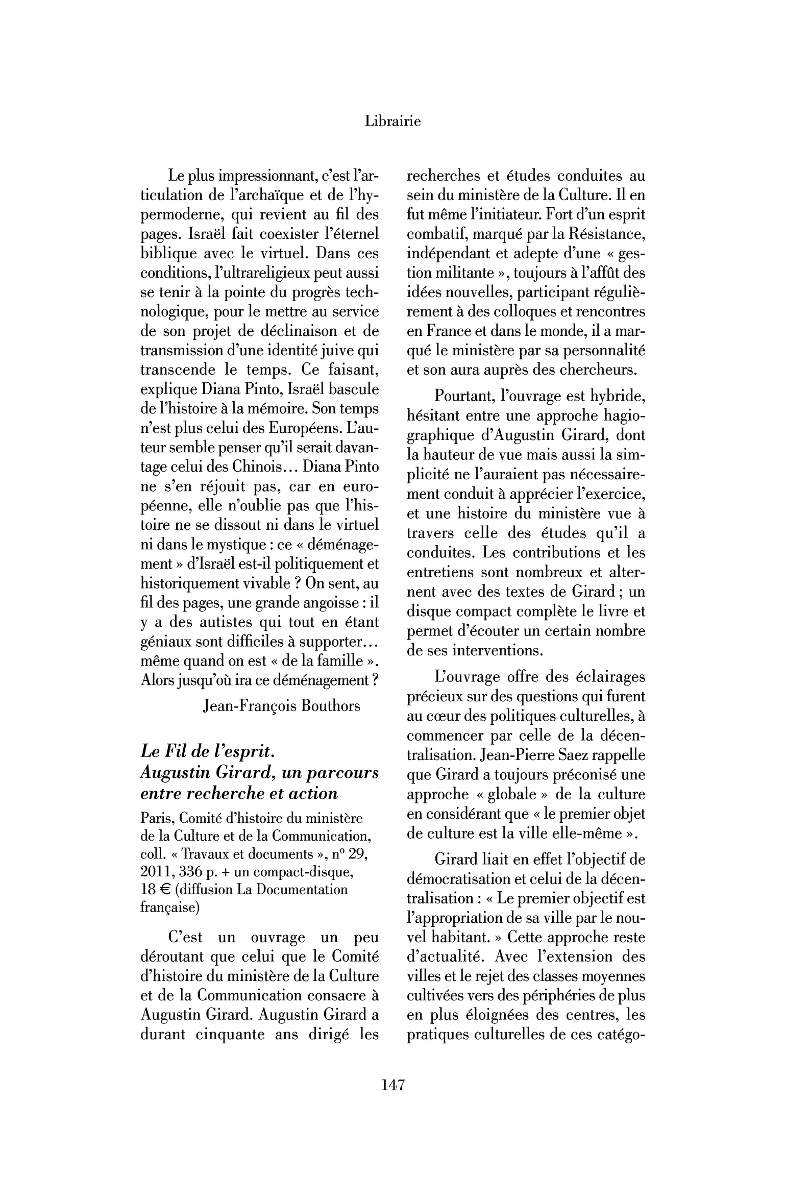 Le Fil de l’esprit. Augustin Girard, un parcours entre recherche et action