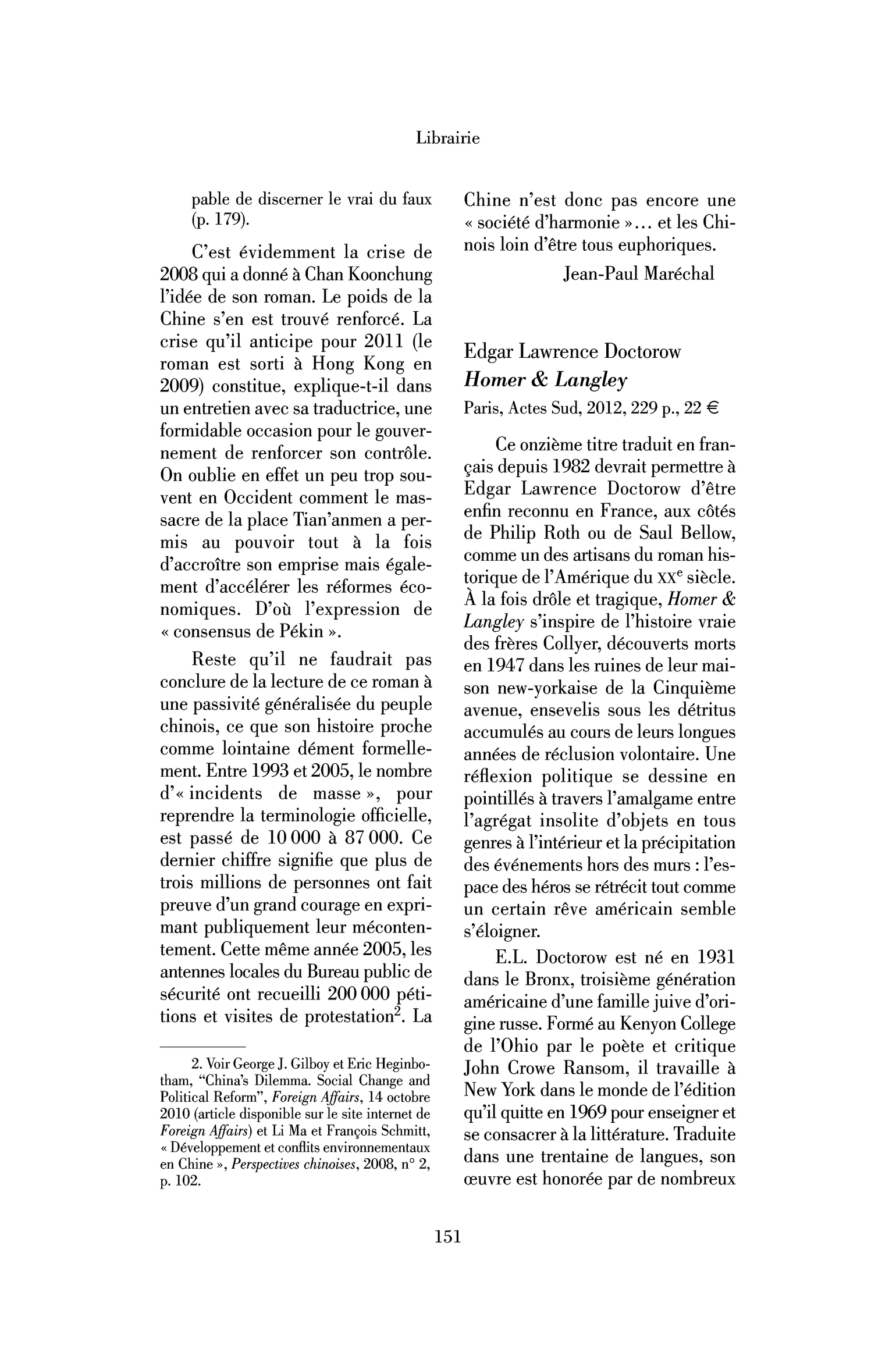 Edgar Lawrence Doctorow : Homer & Langley