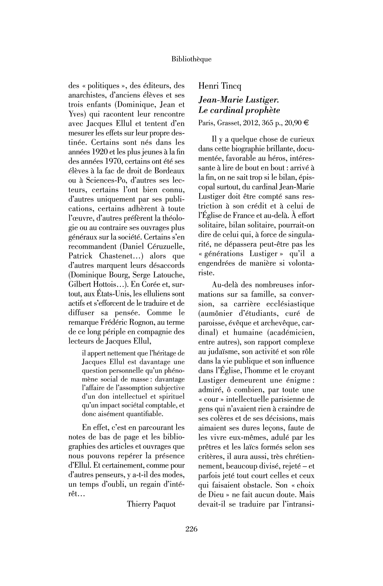 Henri Tincq : Jean-Marie Lustiger. Le cardinal prophète