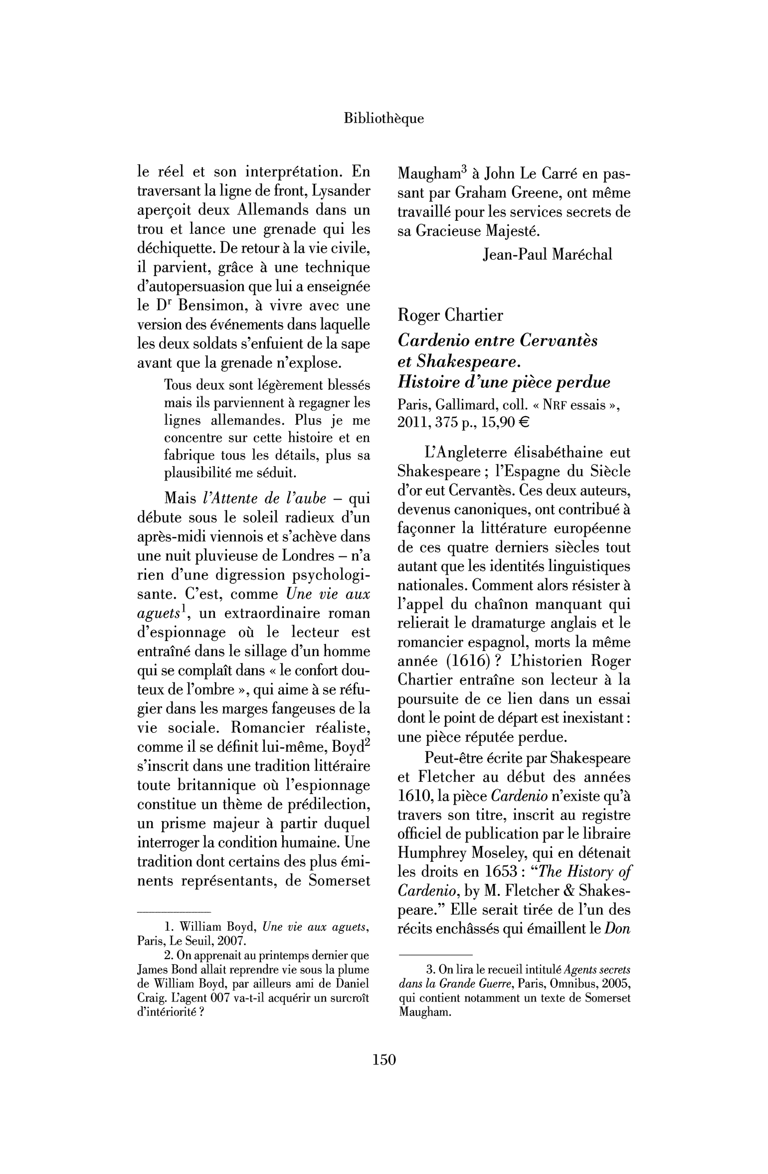 Roger Chartier : Cardenio entre Cervantès et Shakespeare. Histoire d’une pièce perdue