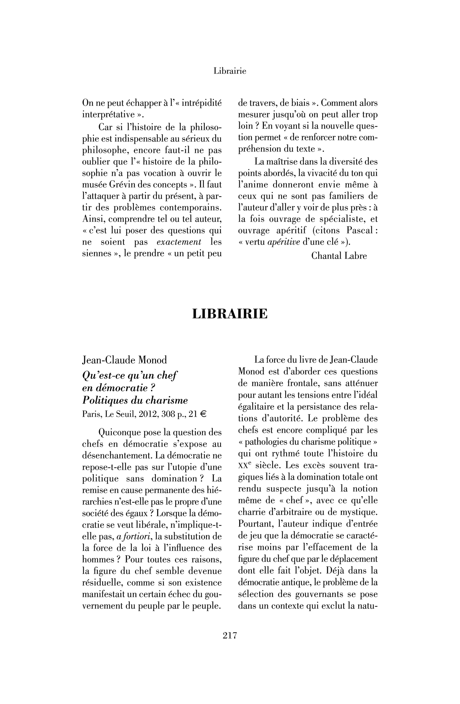 Jean-Claude Monod : Qu’est-ce qu’un chef en démocratie ? Politiques du charisme