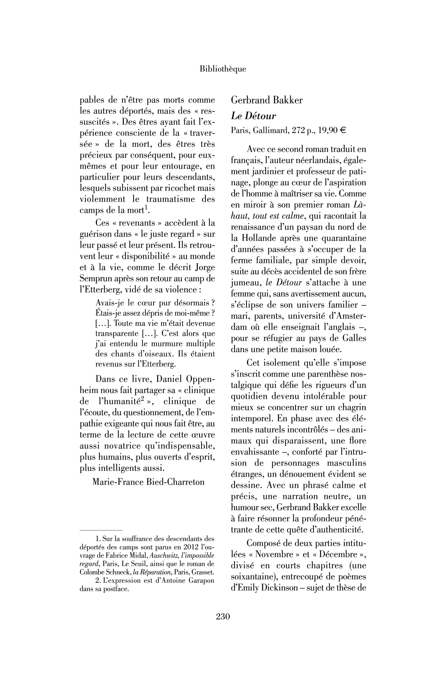 Gerbrand Bakker : le Détour
