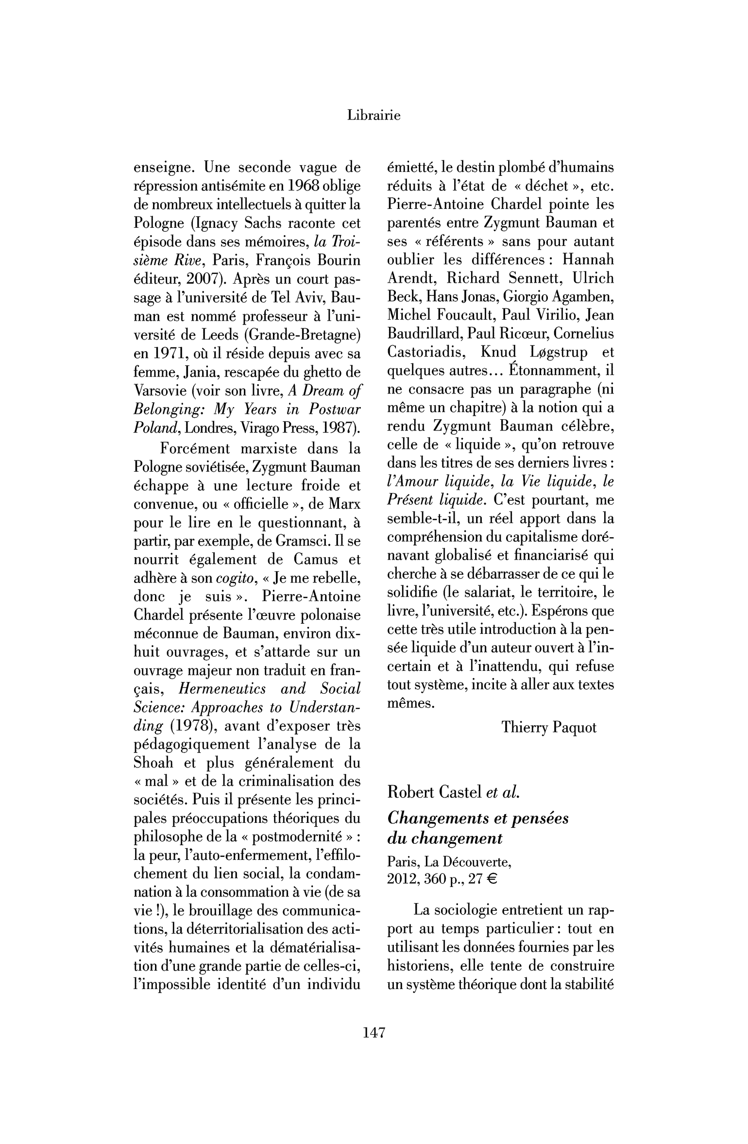 Robert Castel et al. : Changements et pensées du changement