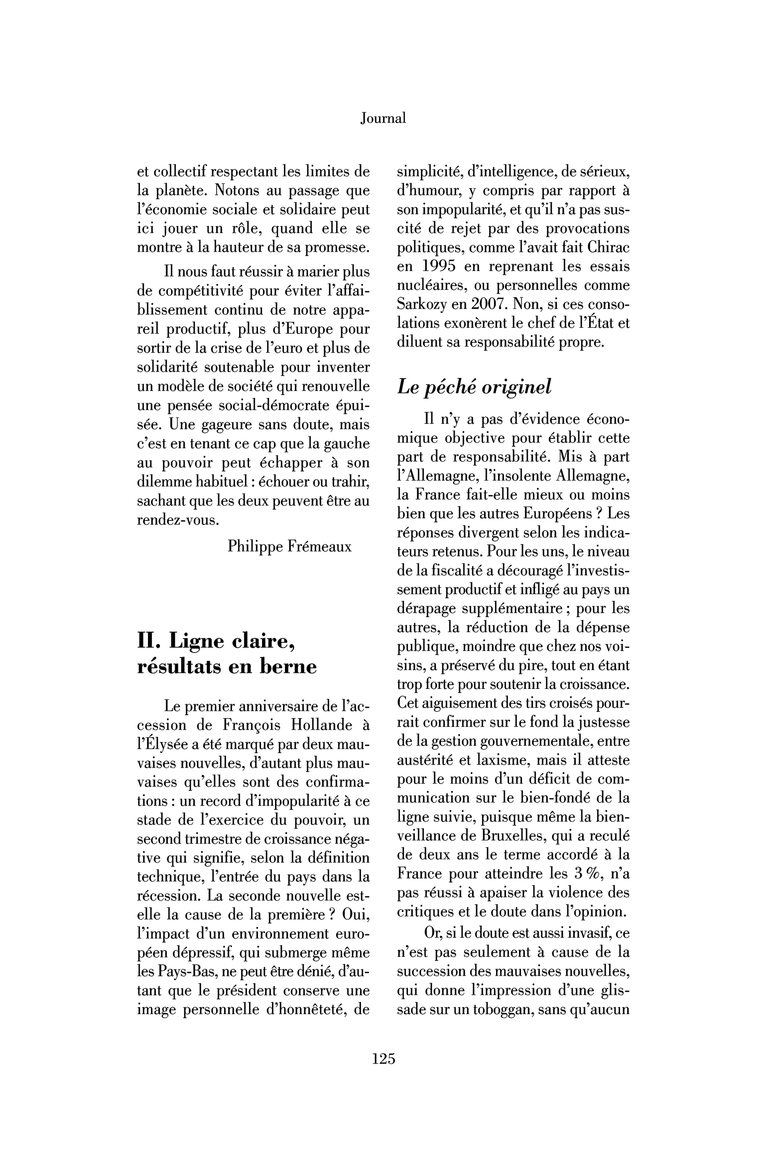 L’an I de François Hollande : II. Ligne claire, résultats en berne