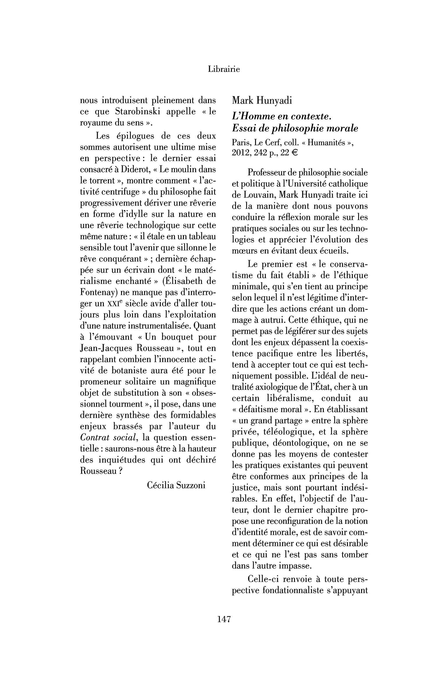 Mark Hunyadi : l’Homme en contexte. Essai de philosophie morale