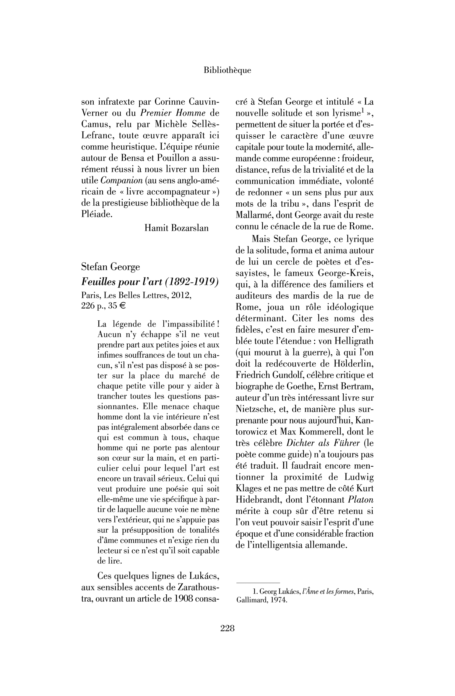 Stefan George: Feuilles pour l’art (1892-1919)