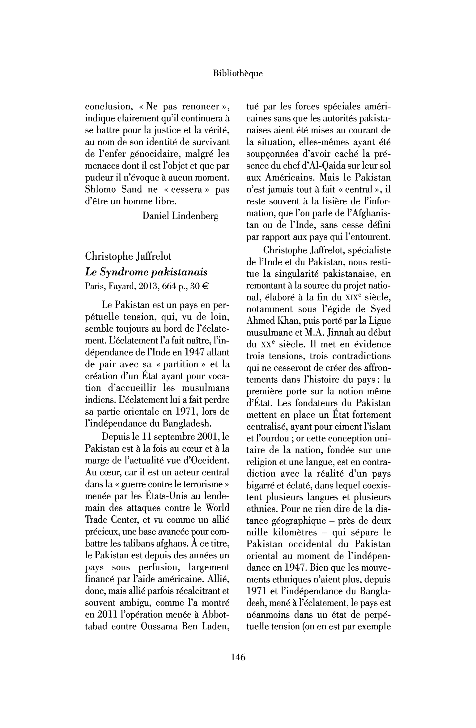 Christophe Jaffrelot: le Syndrome pakistanais
