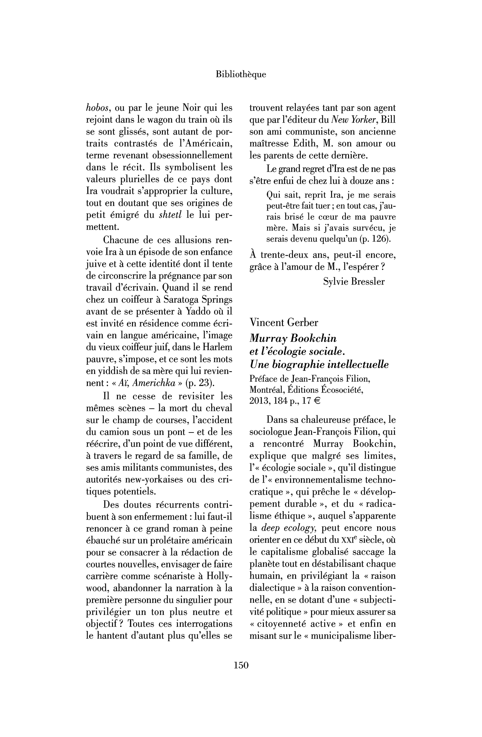 Vincent Gerber: Murray Bookchin et l’écologie sociale. Une biographie intellectuelle