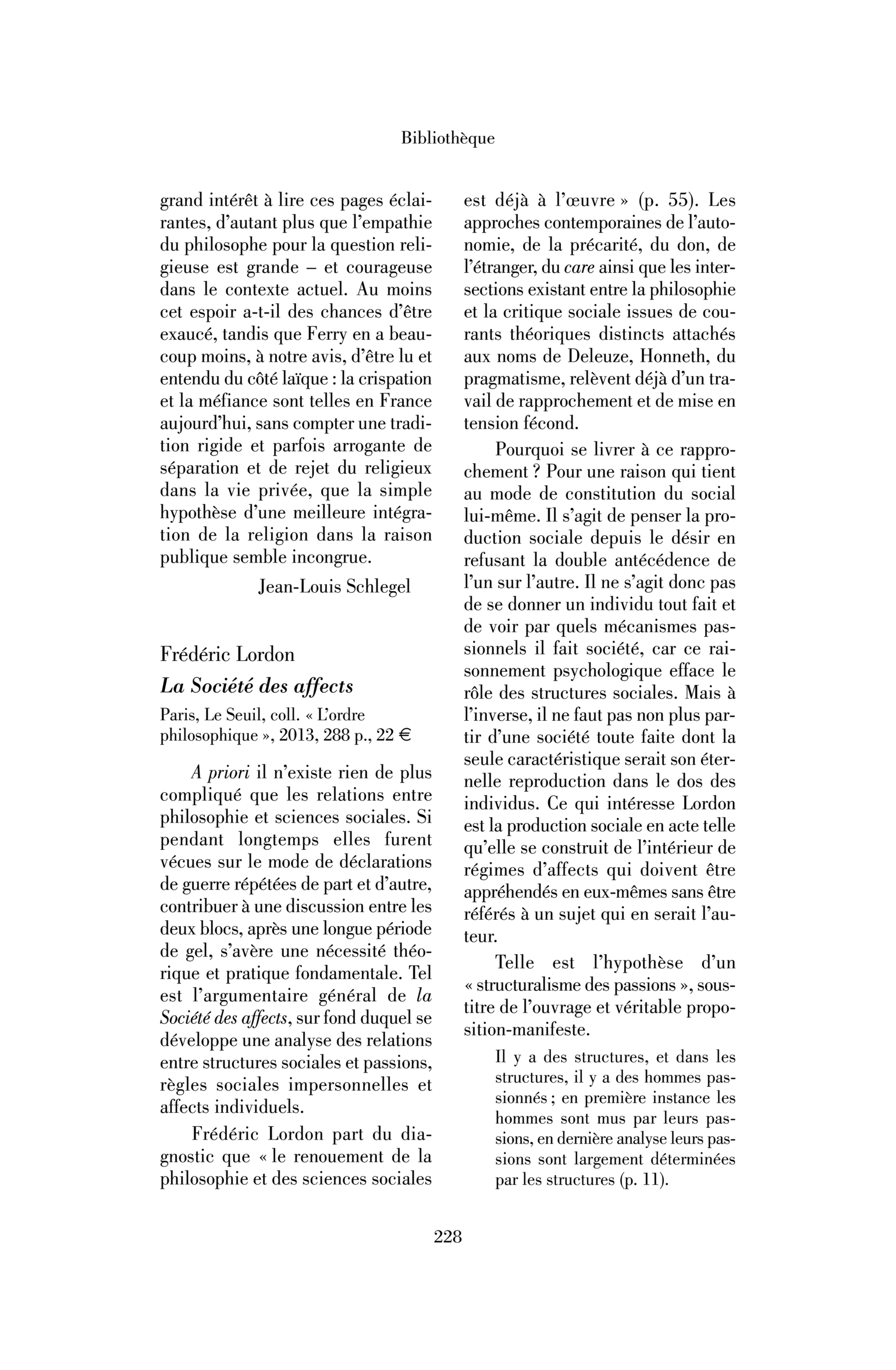 Frédéric Lordon : la Société des affects