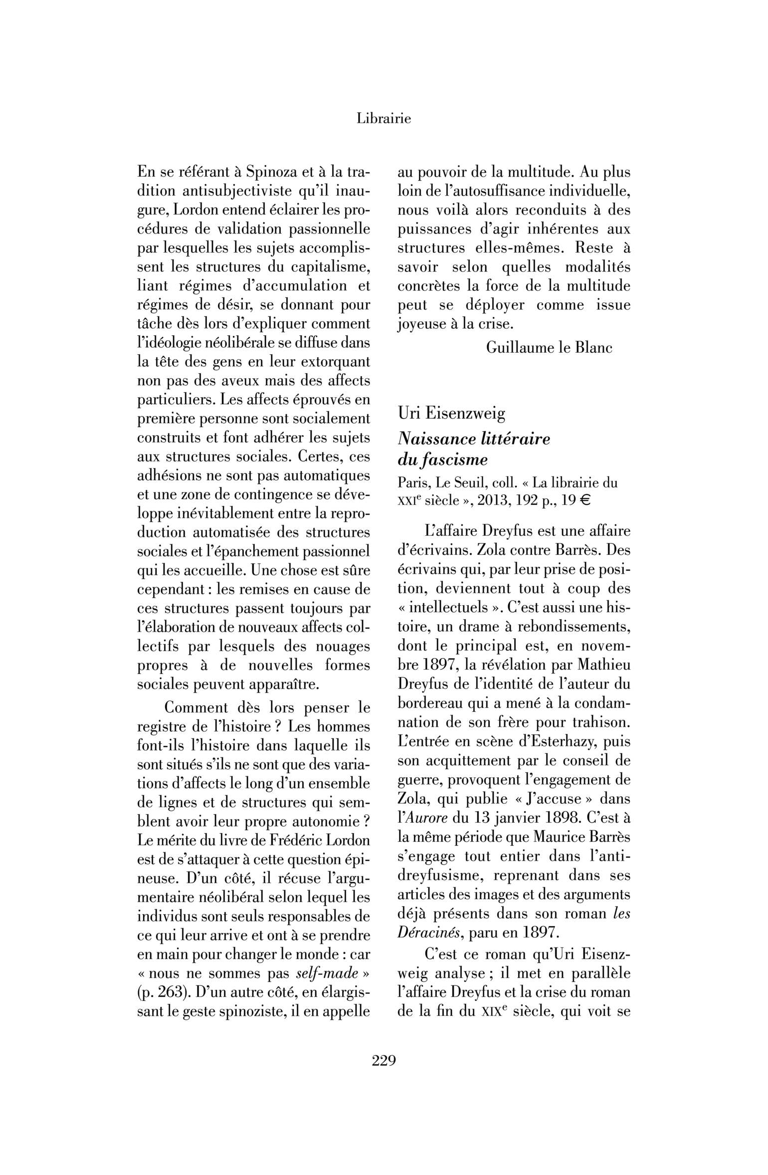 Uri Eisenzweig : Naissance littéraire du fascisme