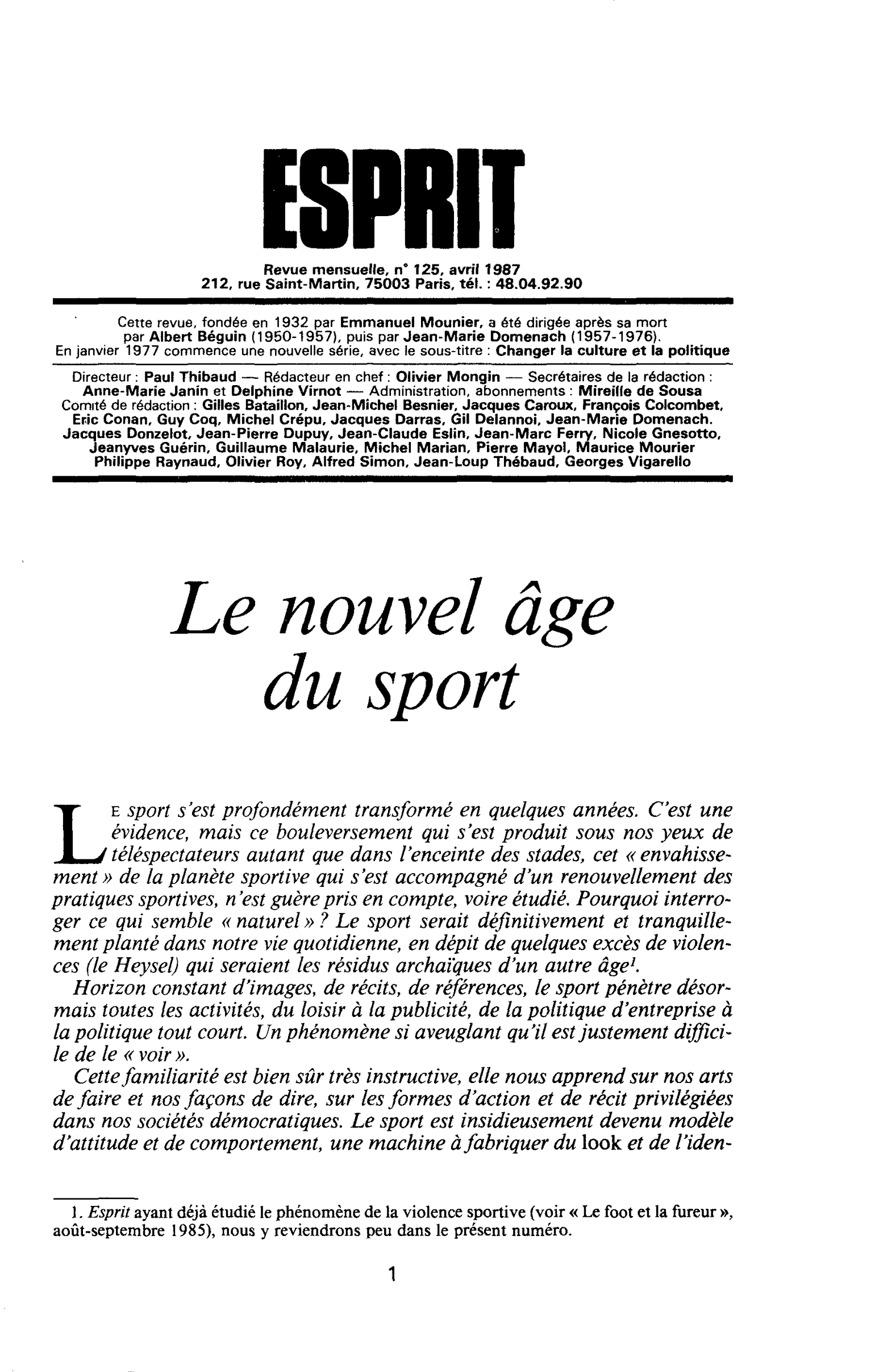 Le nouvel âge du sport