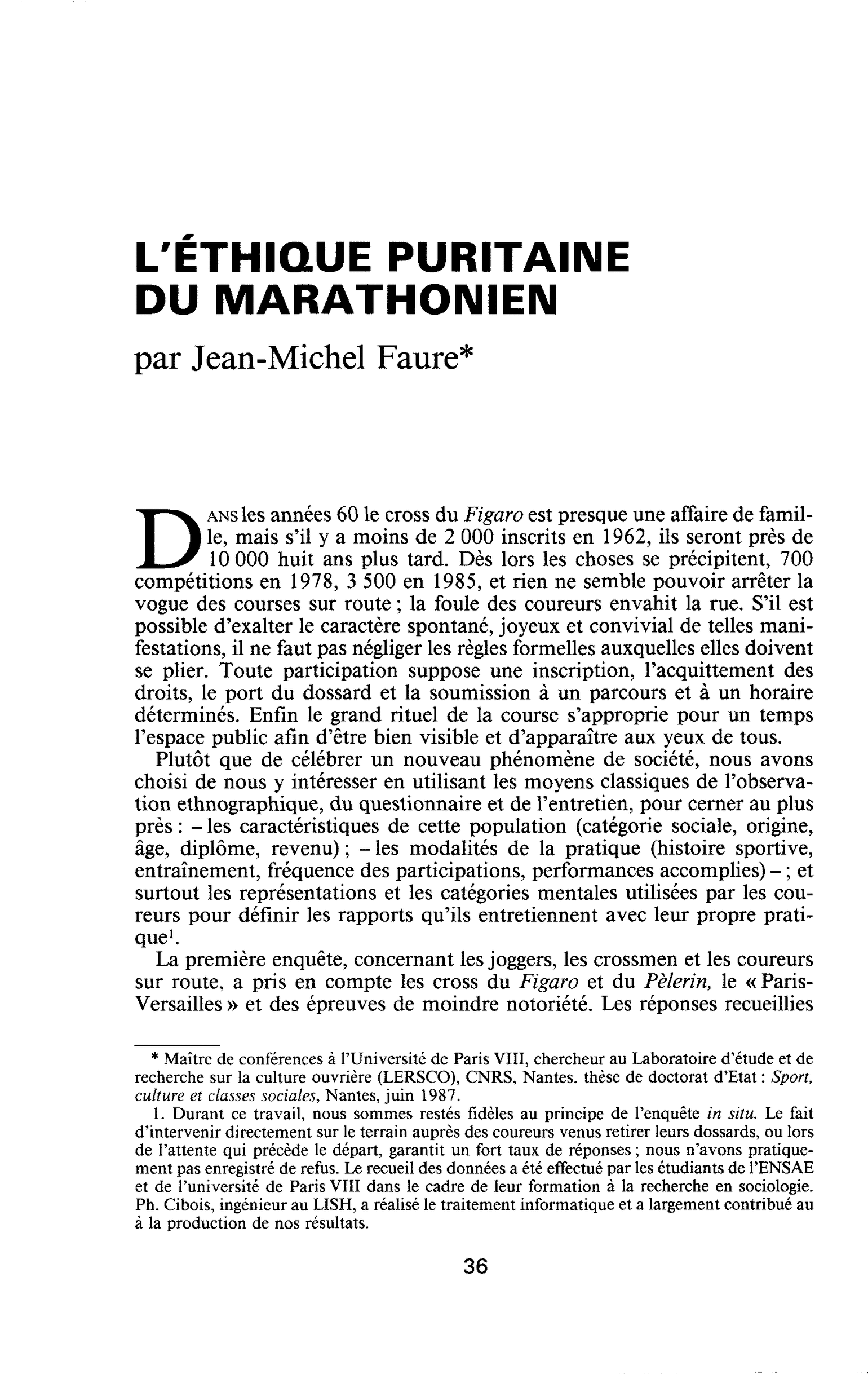 L’éthique puritaine du marathonien