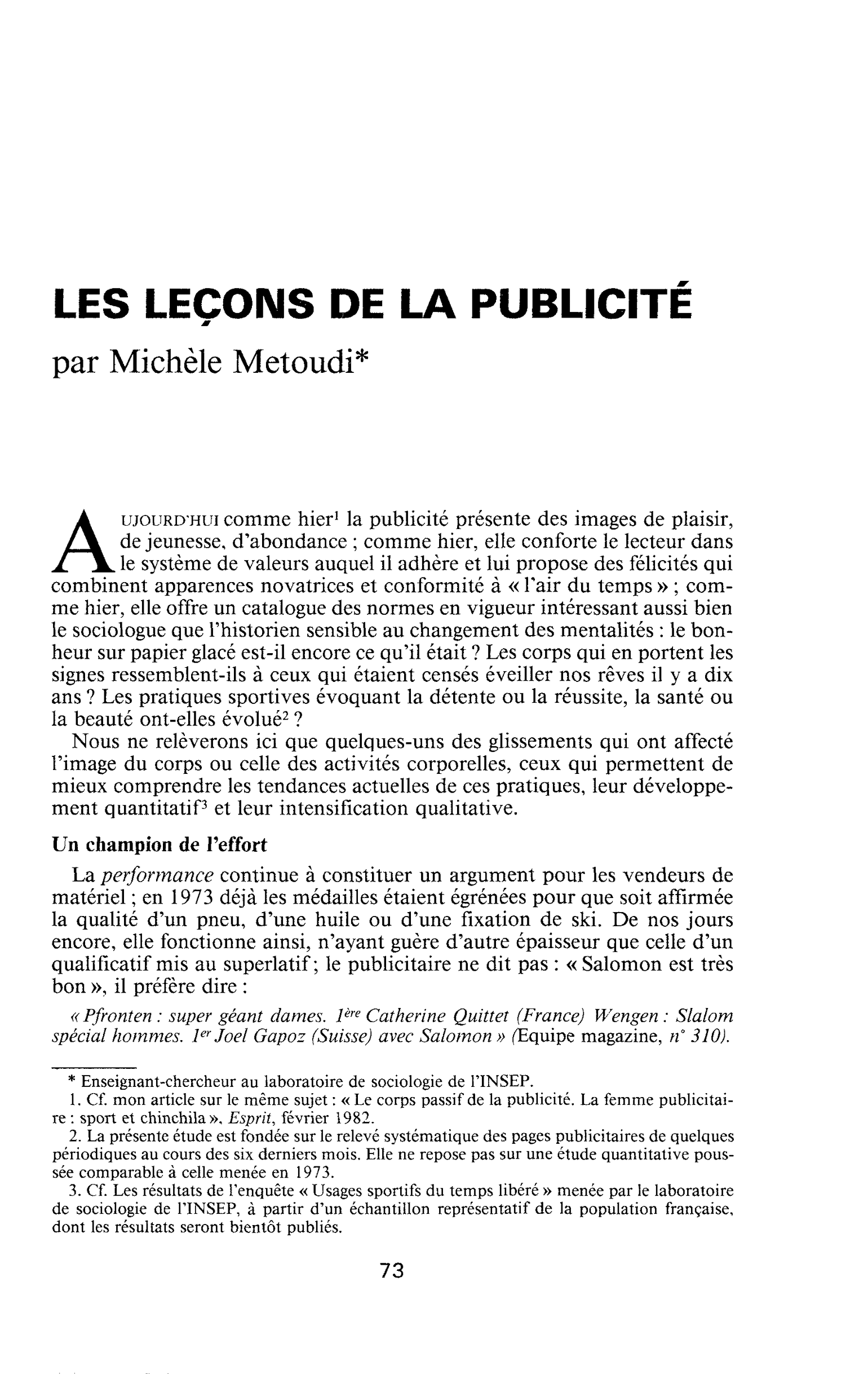 Les leçons de la publicité