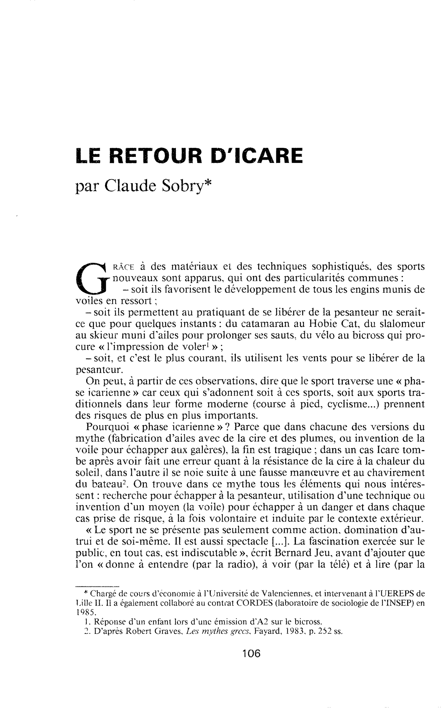 Le retour d’Icare