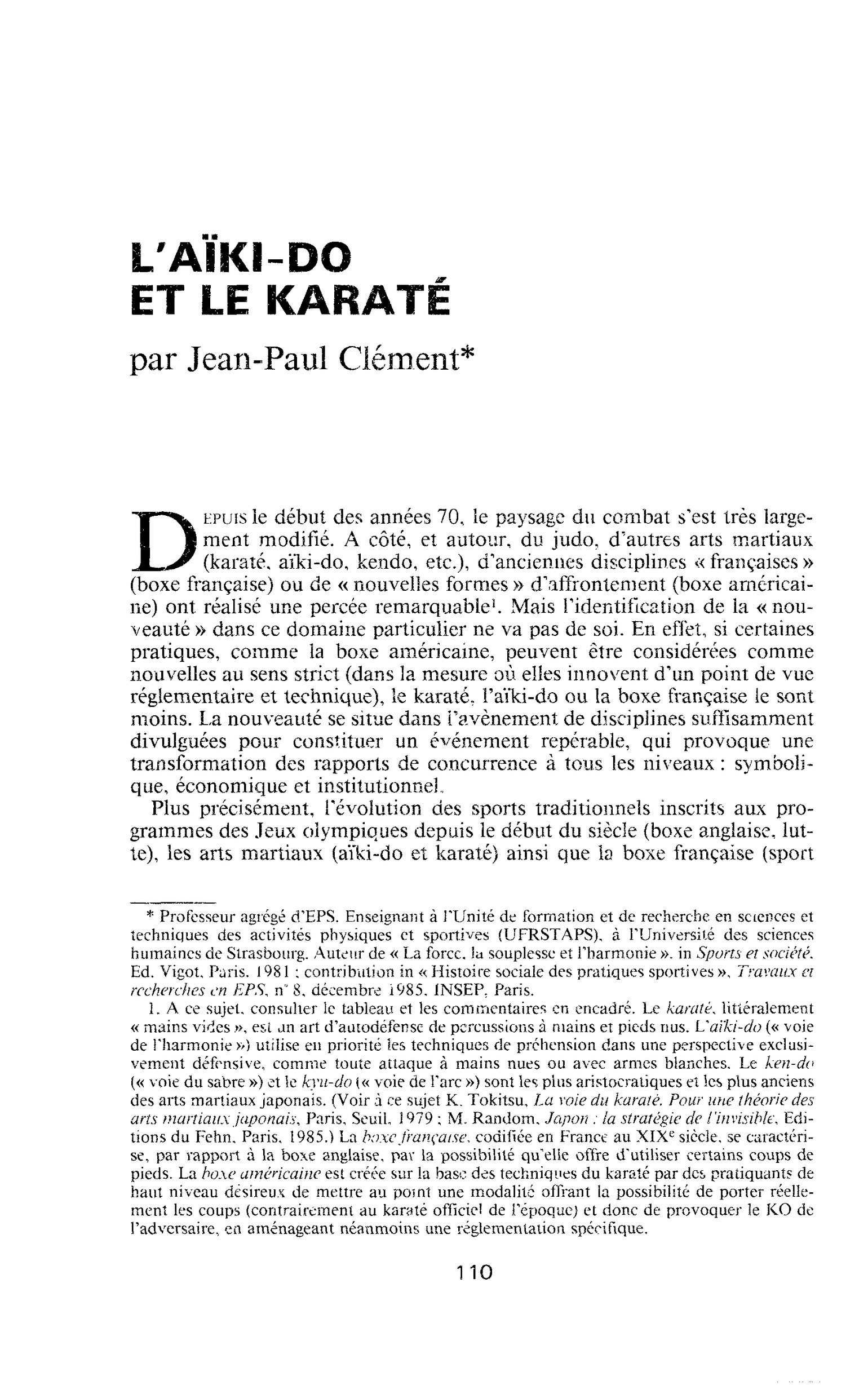 L’aïki-do et le karaté