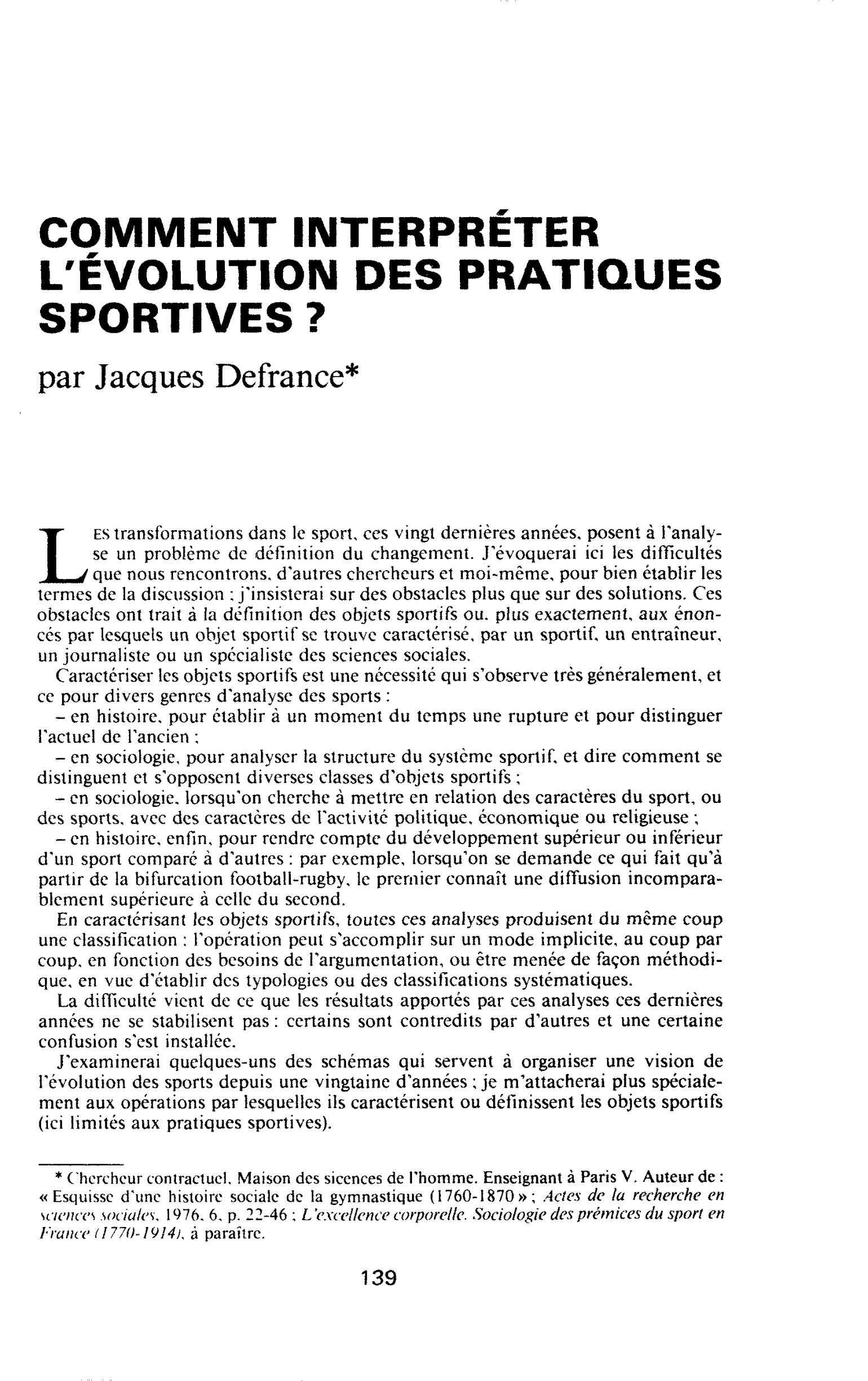 Comment interpréter l’évolution des pratiques sportives ?