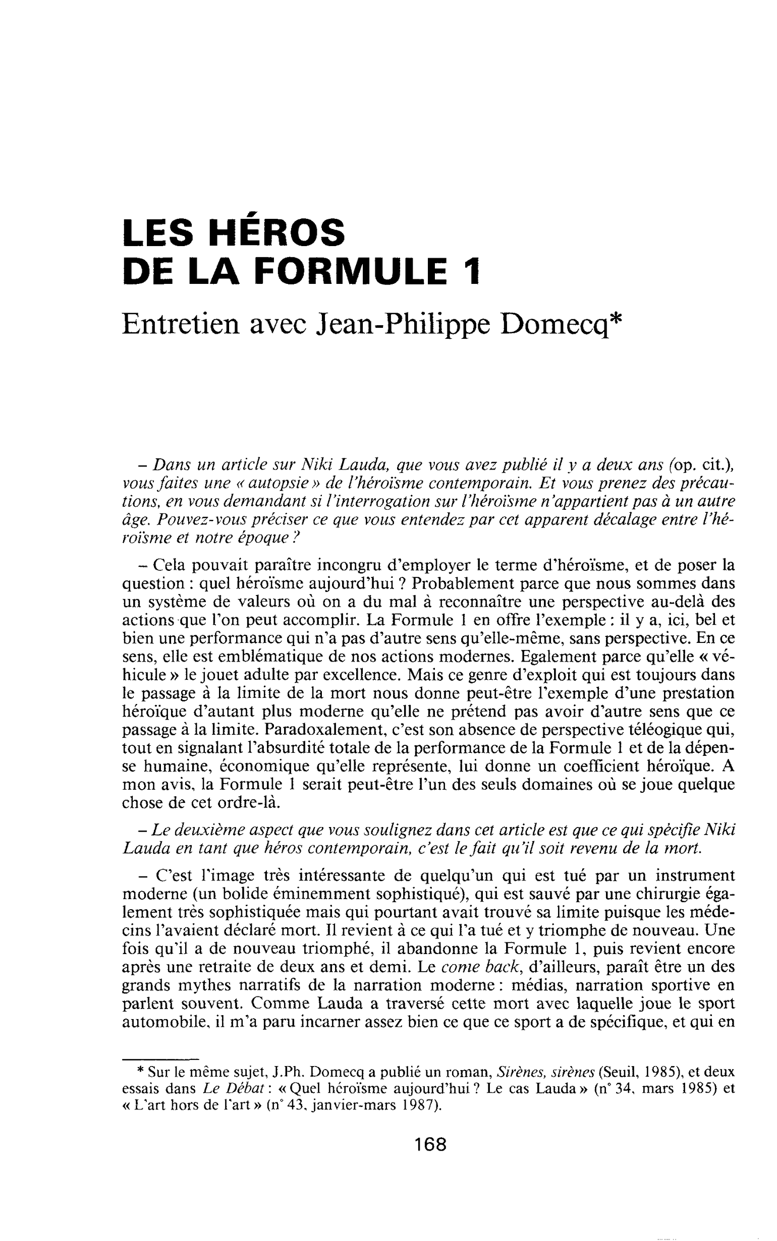 Les héros de la formule 1