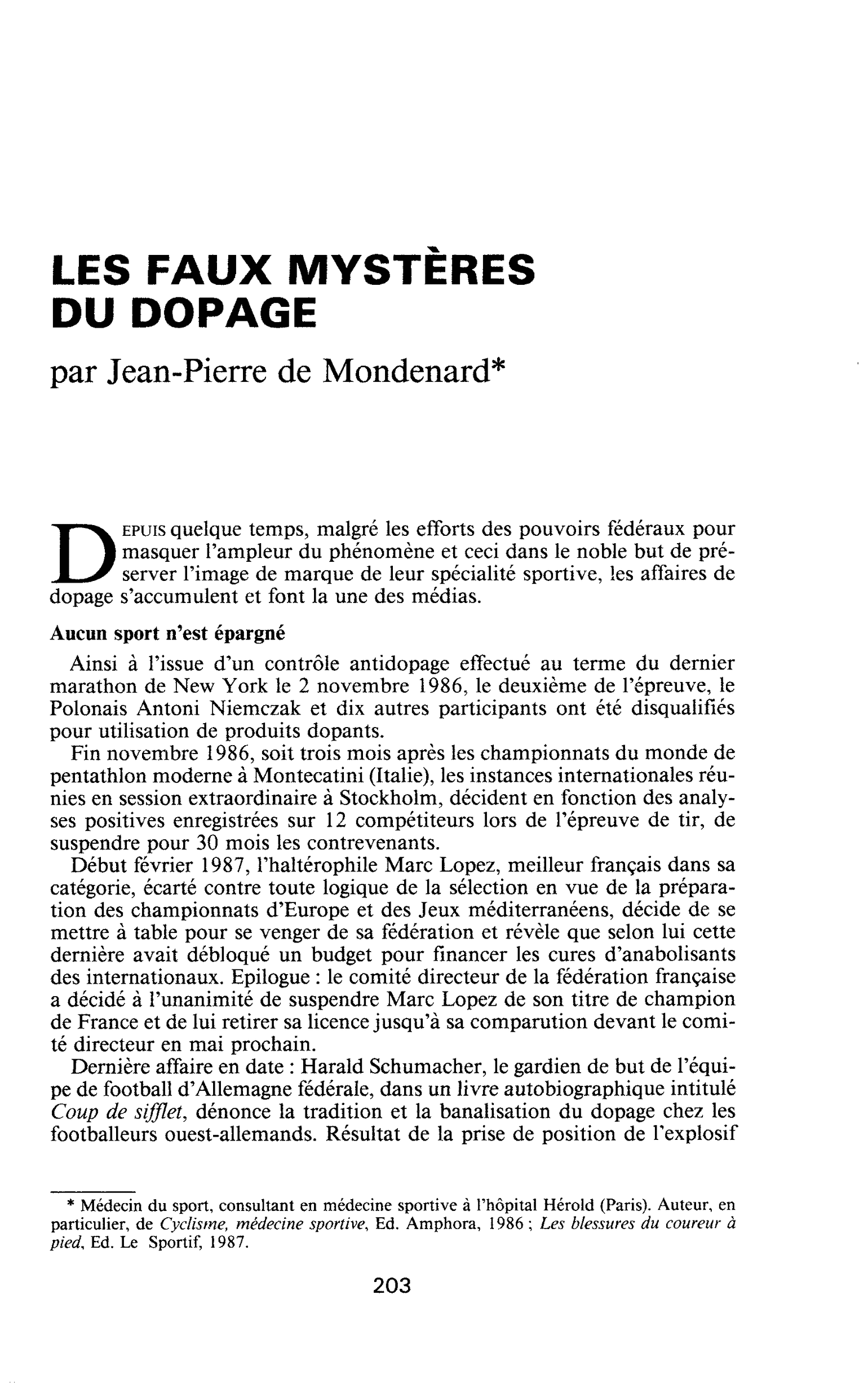 Les faux mystères du dopage