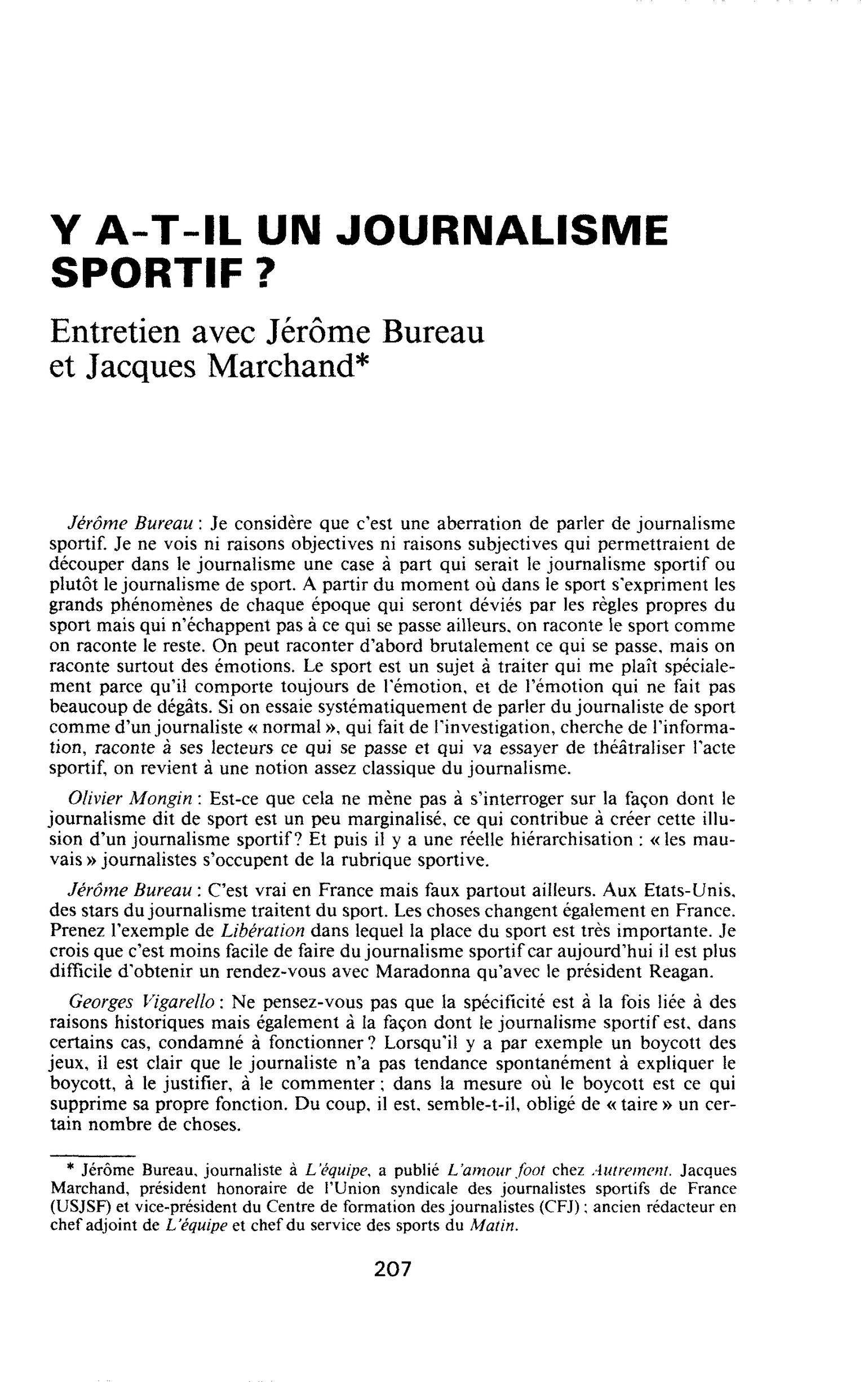 Y a-t-il un journalisme sportif ?