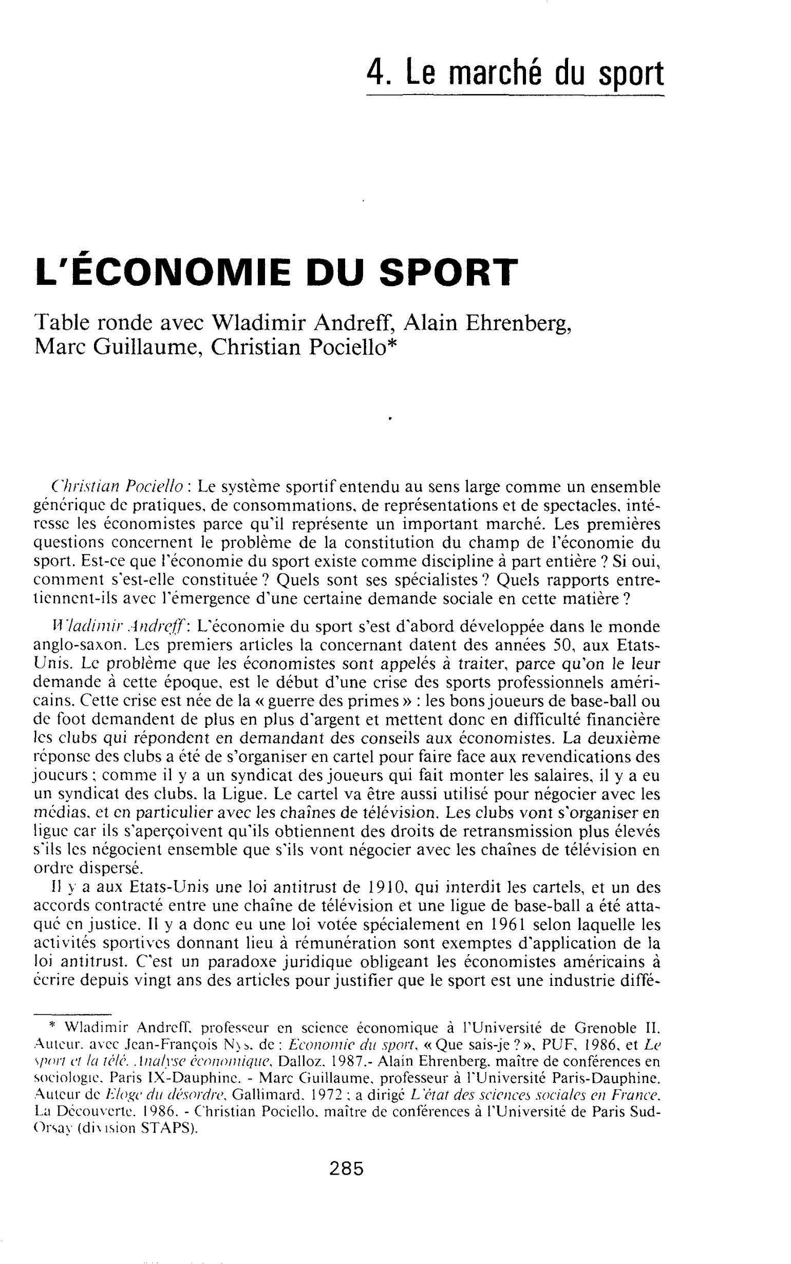 L’économie du sport