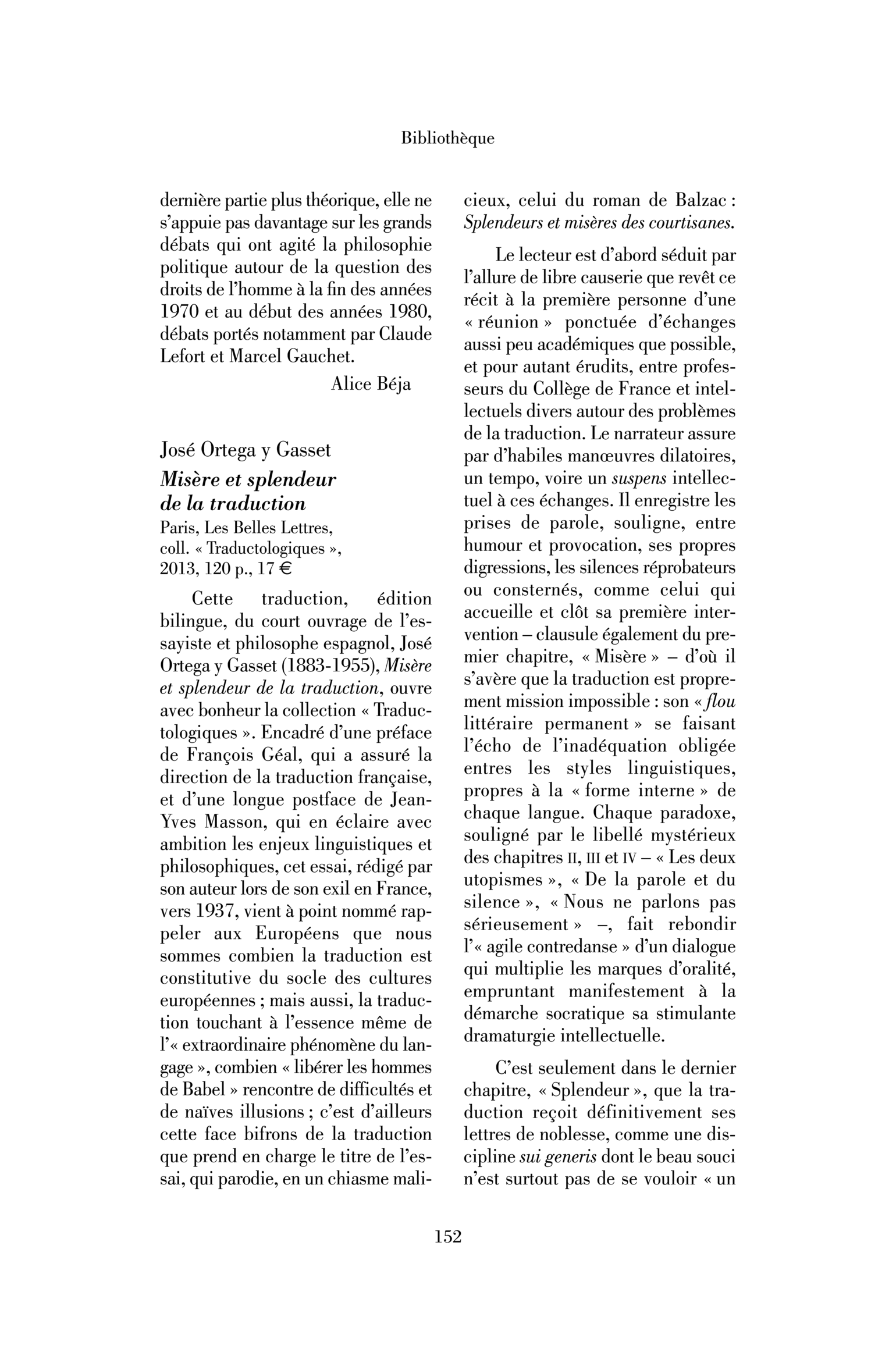 José Ortega y Gasset : Misère et splendeur de la traduction