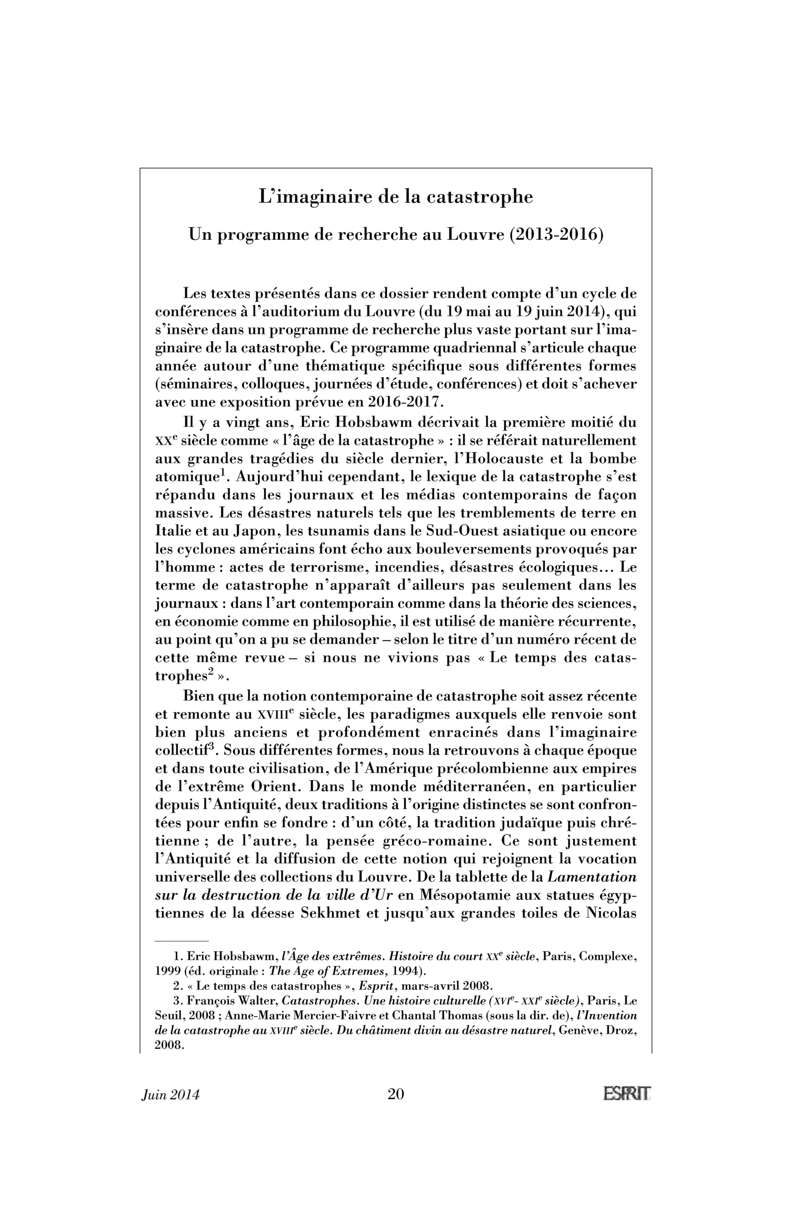 L’imaginaire de la catastrophe. Encadré
